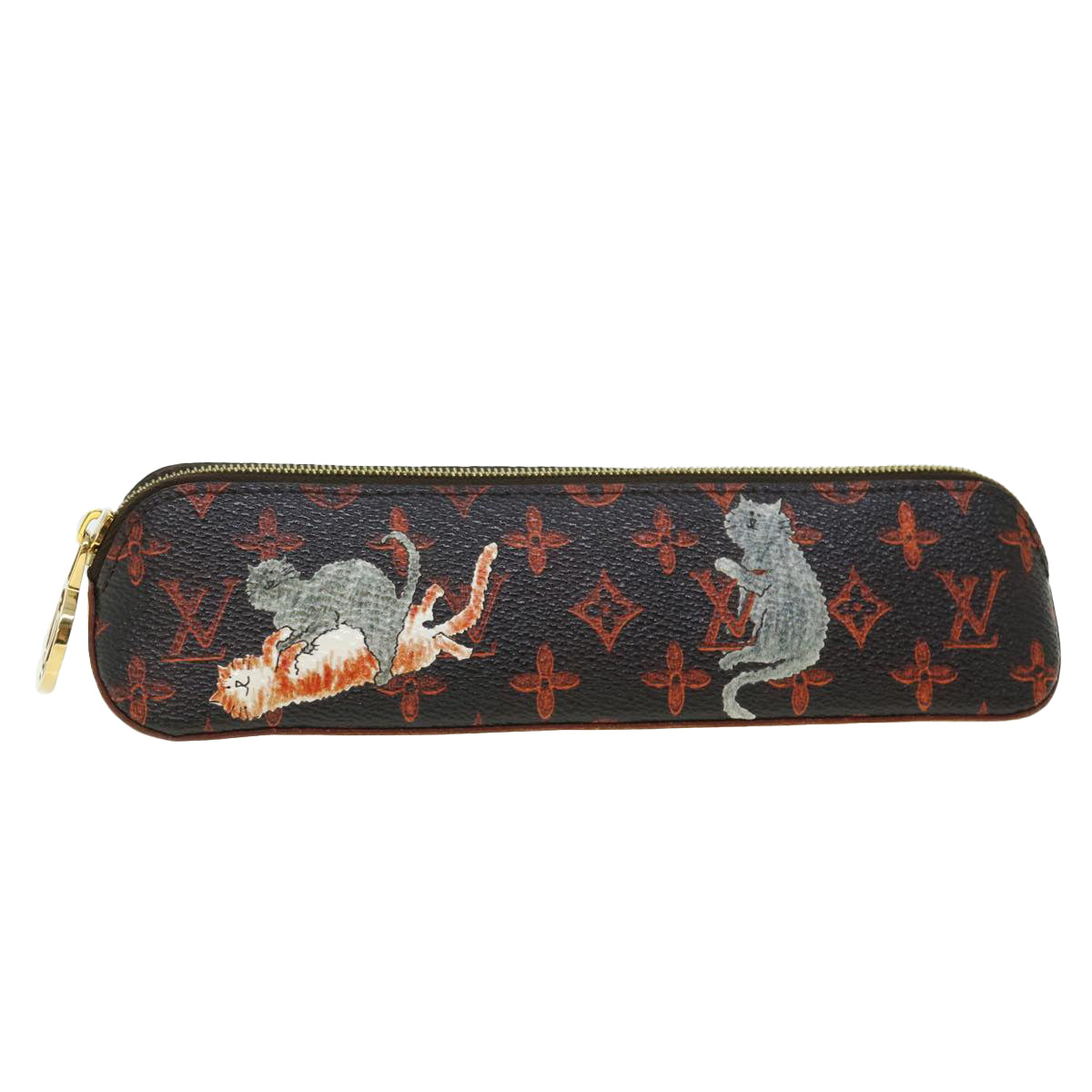 LOUIS VUITTON Catgram Trousse Elizabeth Pen Case GI0357 LV Auth 52176