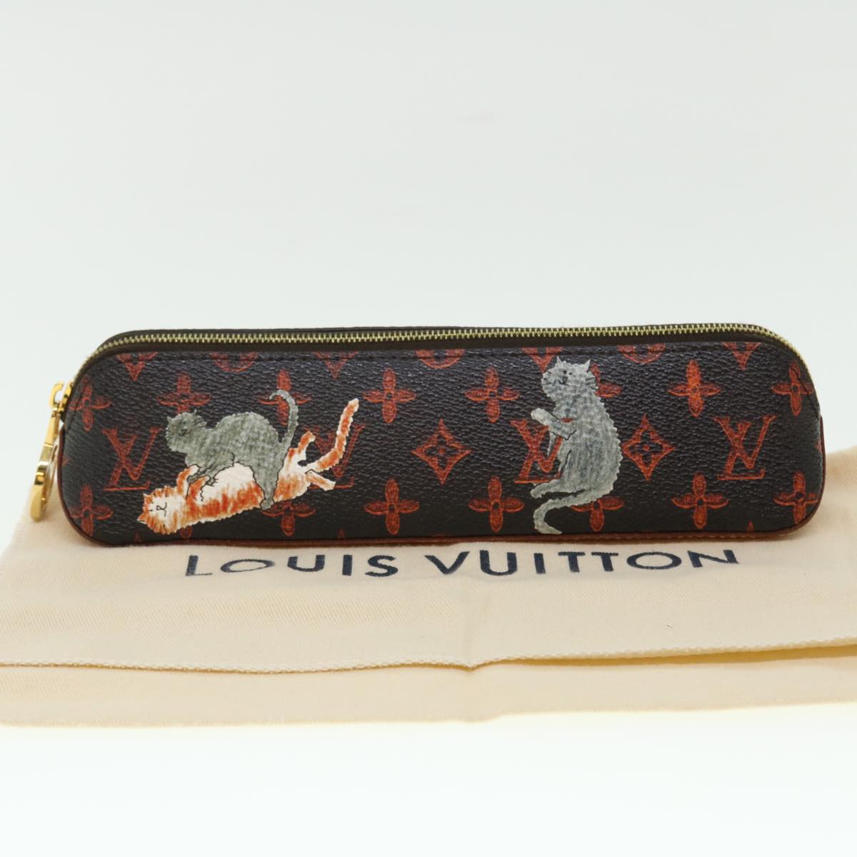 LOUIS VUITTON Catgram Trousse Elizabeth Pen Case GI0357 LV Auth 52176