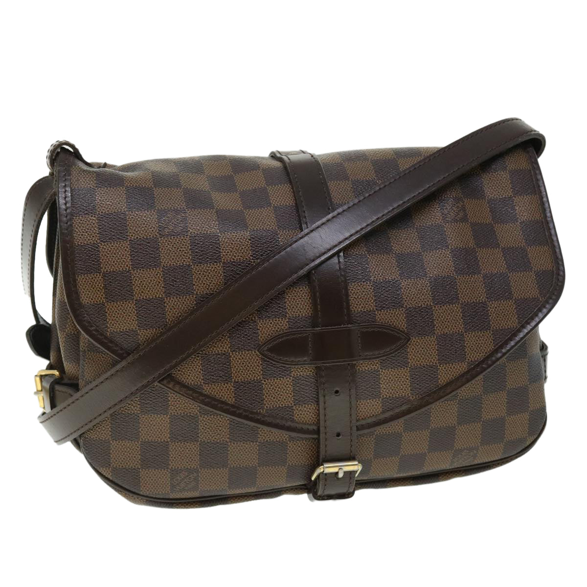 LOUIS VUITTON Damier Ebene Saumur 30 Shoulder Bag N48081 LV Auth 52199