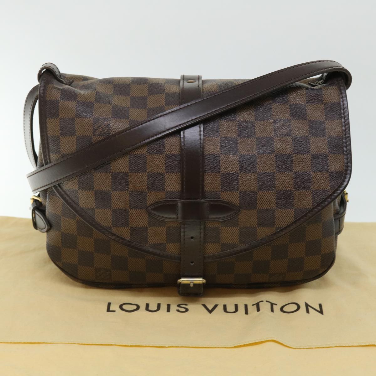 LOUIS VUITTON Damier Ebene Saumur 30 Shoulder Bag N48081 LV Auth 52199