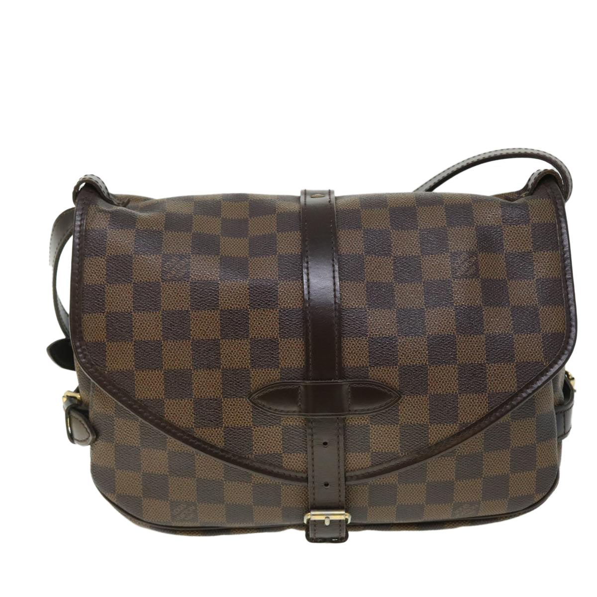 LOUIS VUITTON Damier Ebene Saumur 30 Shoulder Bag N48081 LV Auth 52199