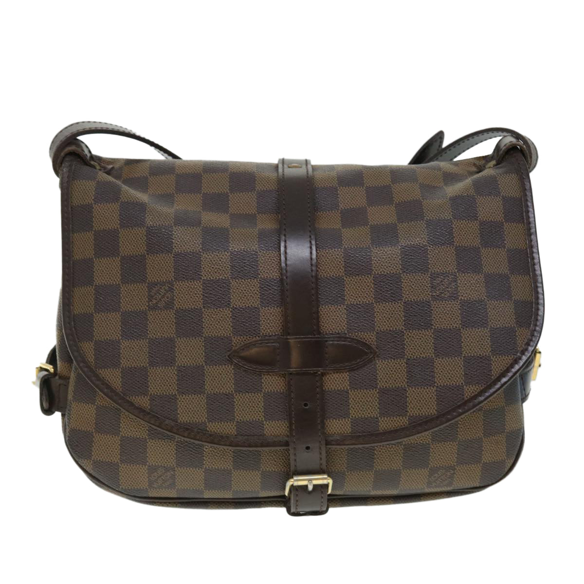 LOUIS VUITTON Damier Ebene Saumur 30 Shoulder Bag N48081 LV Auth 52199