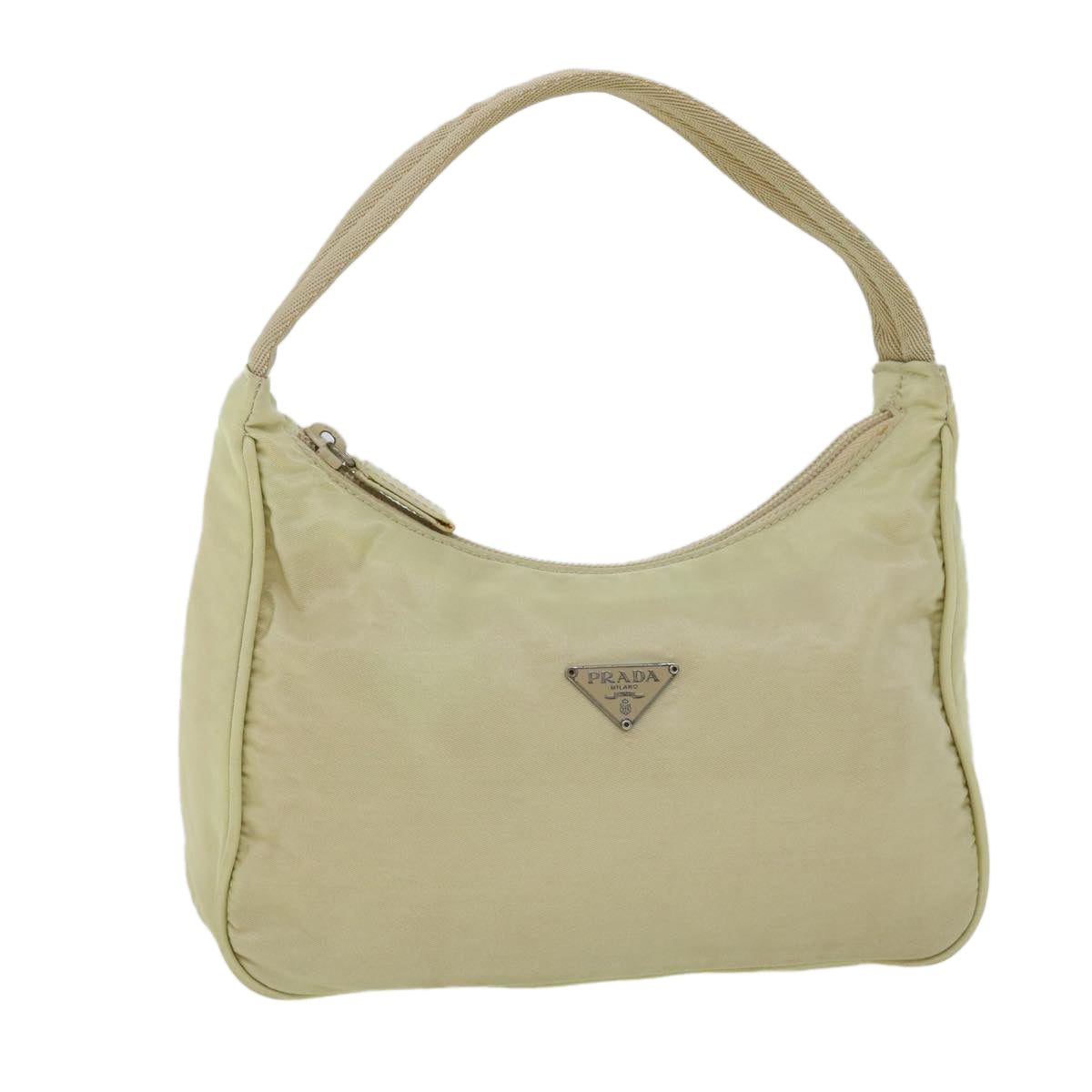 PRADA Accessory Pouch Nylon Cream Auth 52242