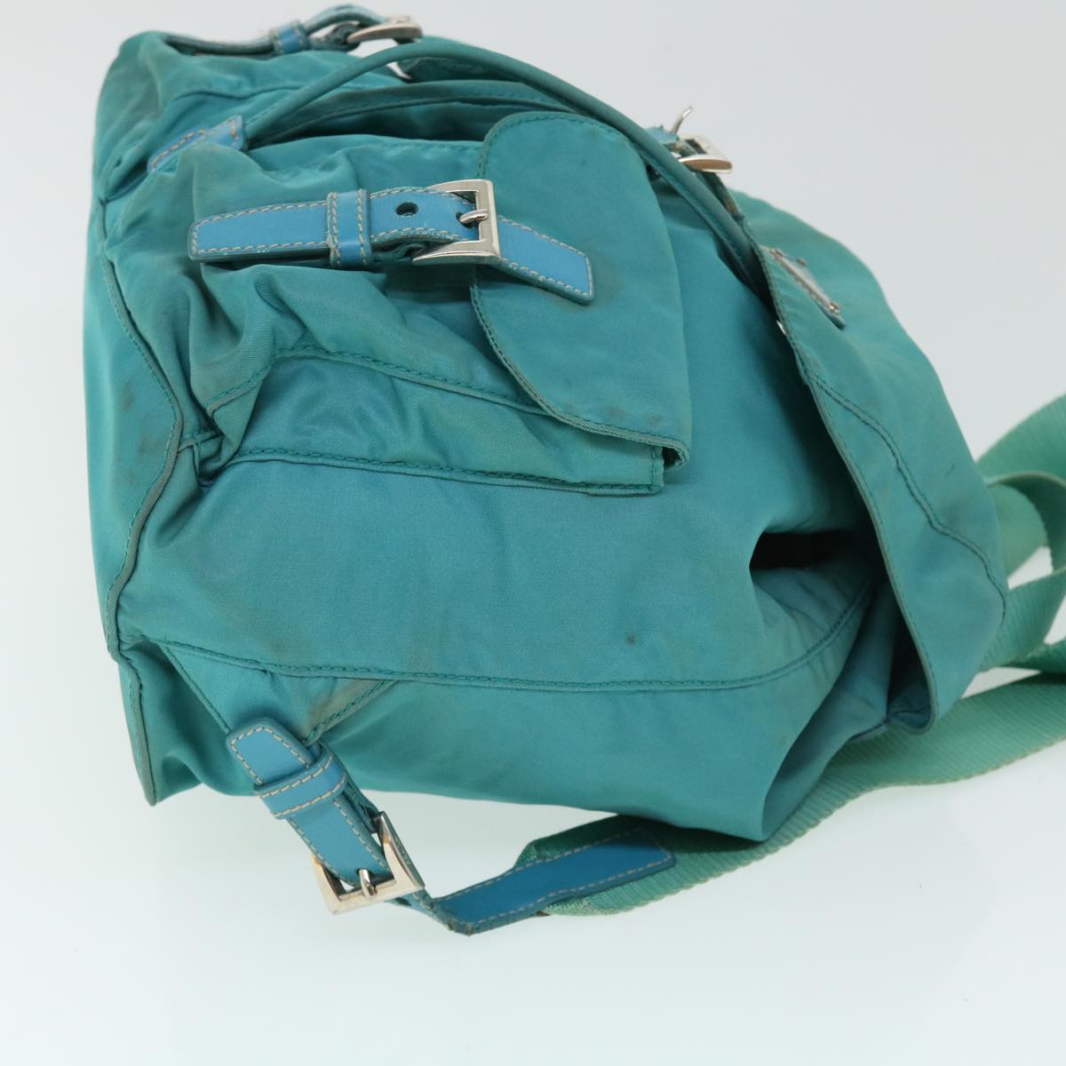 PRADA Backpack Nylon Turquoise Blue Auth 52244