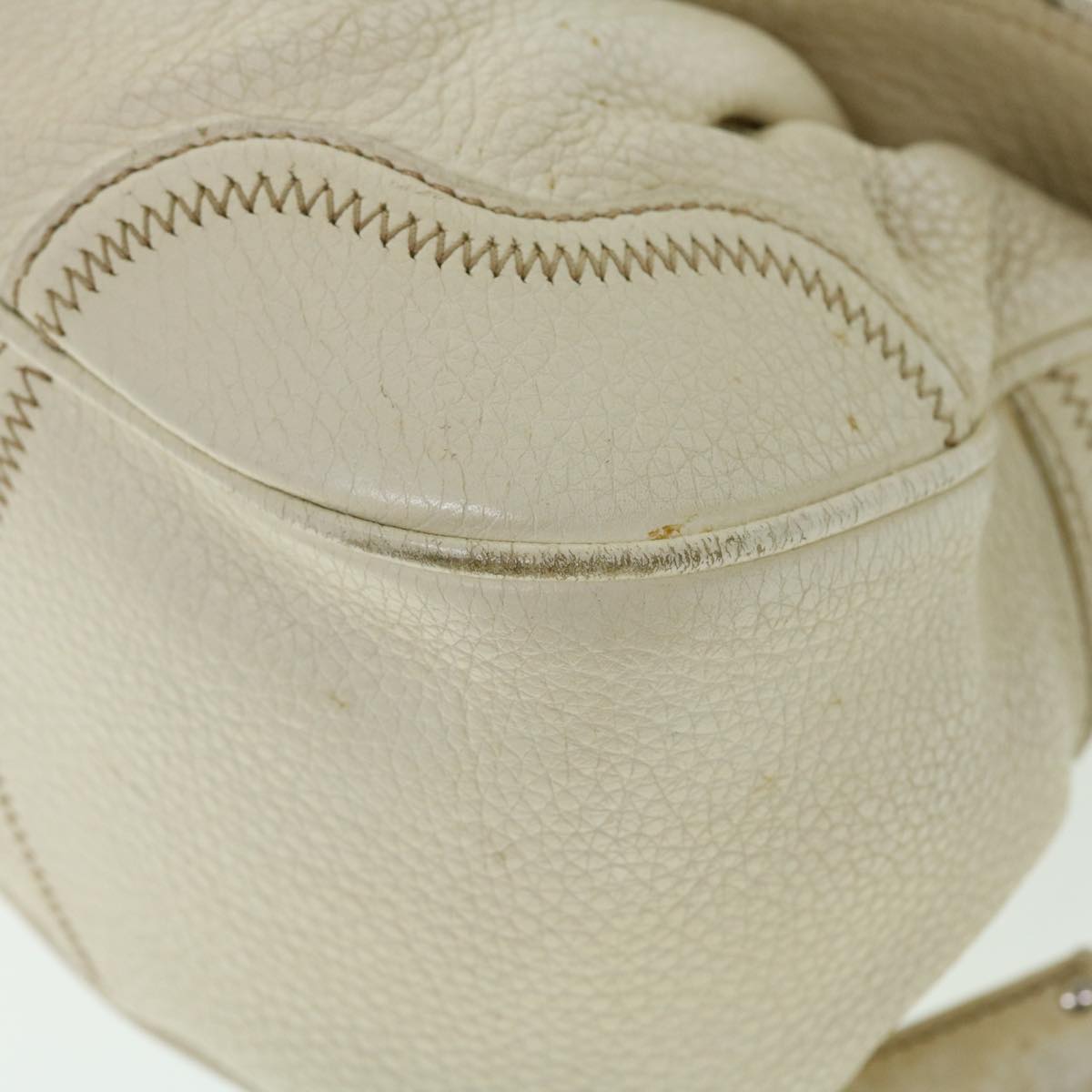 PRADA Hand Bag Leather White Auth 52245