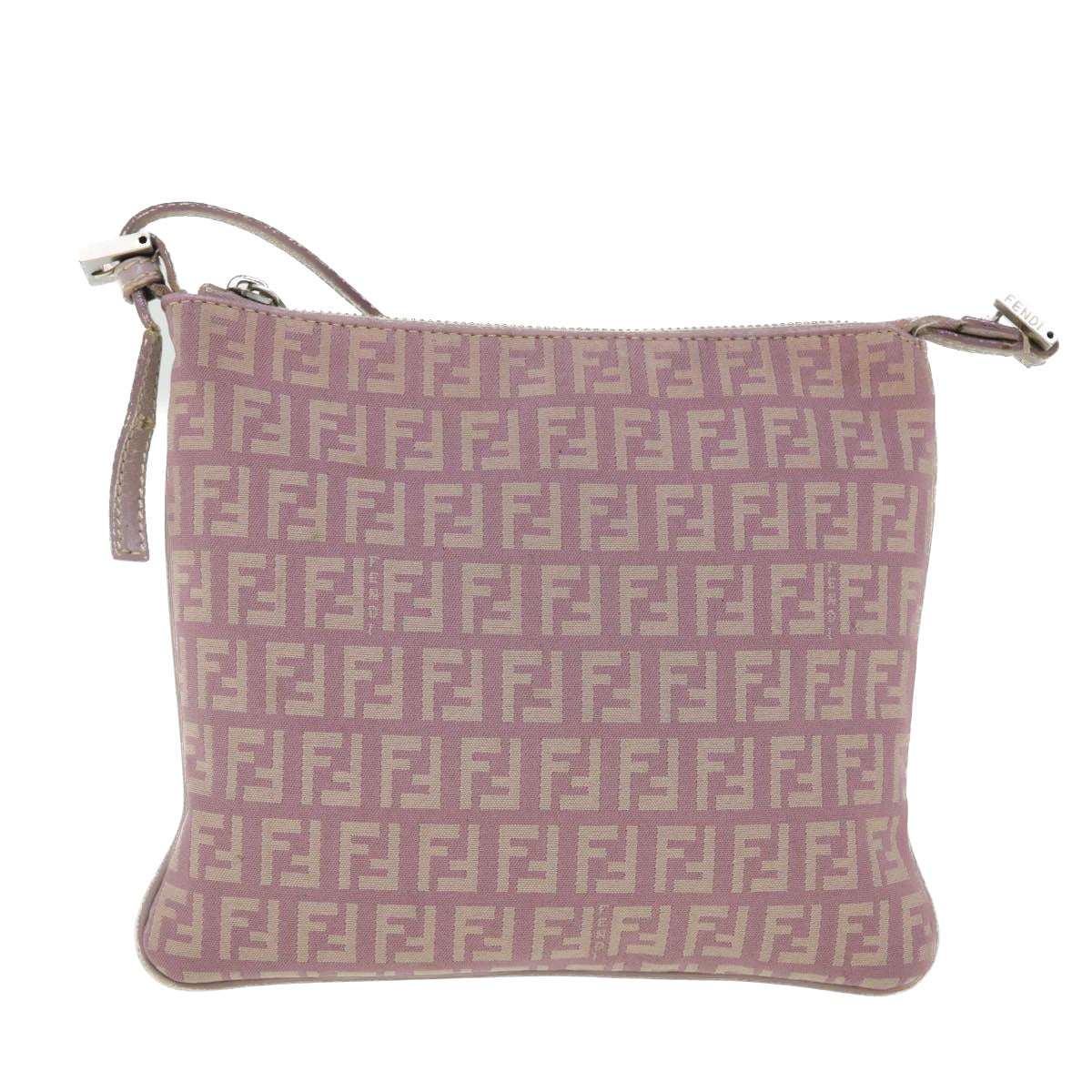 FENDI Zucchino Canvas Shoulder Bag Pink Auth 52246