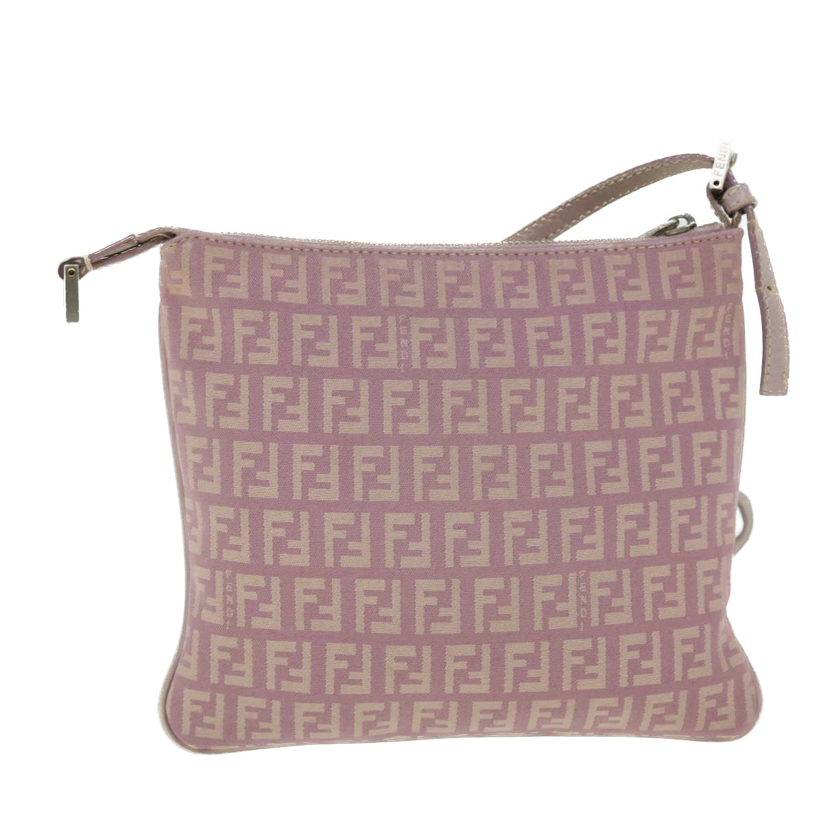 FENDI Zucchino Canvas Shoulder Bag Pink Auth 52246