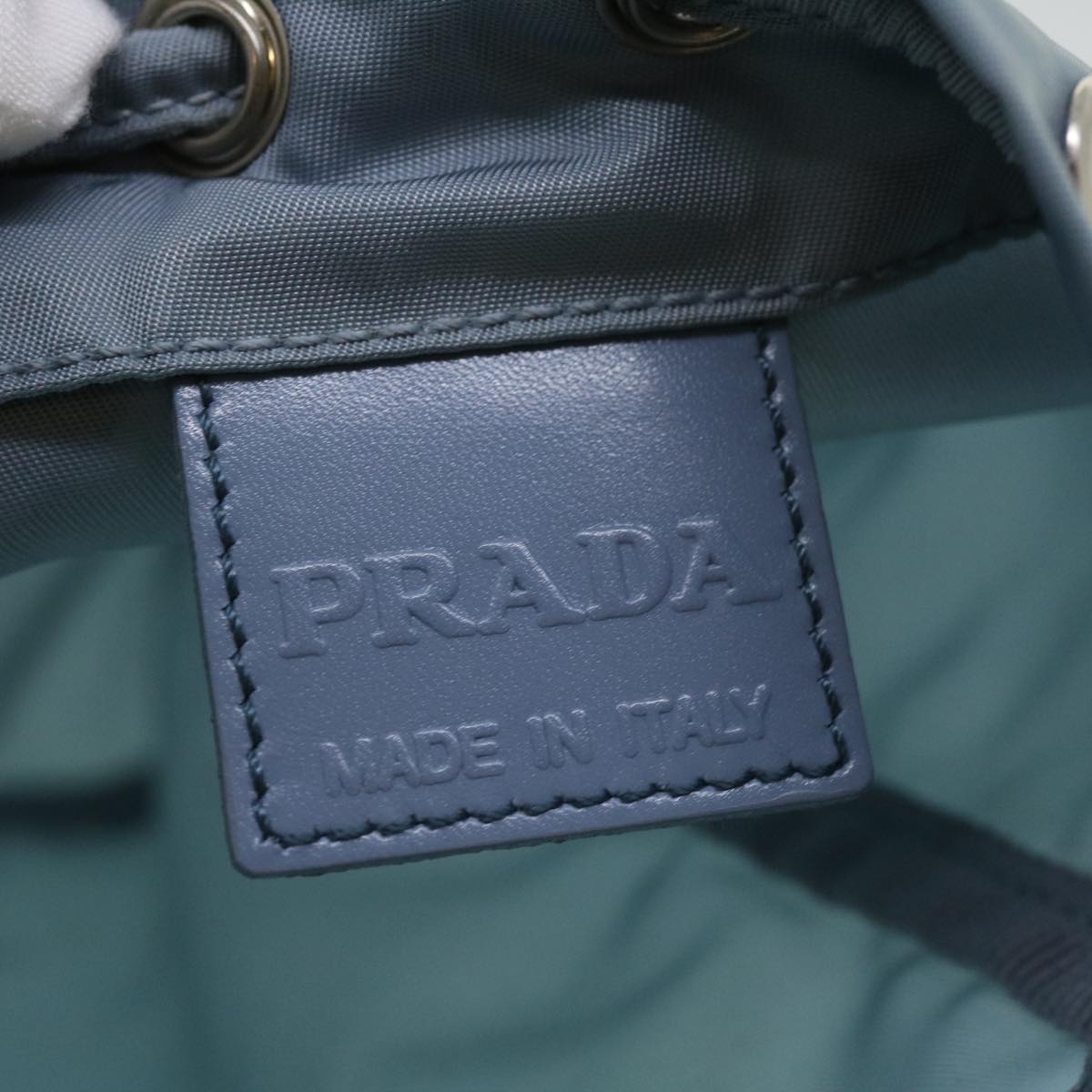 PRADA Drawstring Bag Pouch Nylon Light Blue Auth 52247