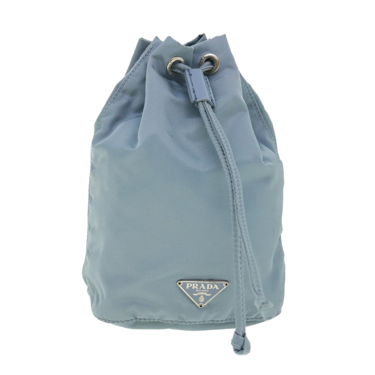 PRADA Drawstring Bag Pouch Nylon Light Blue Auth 52247 - 0