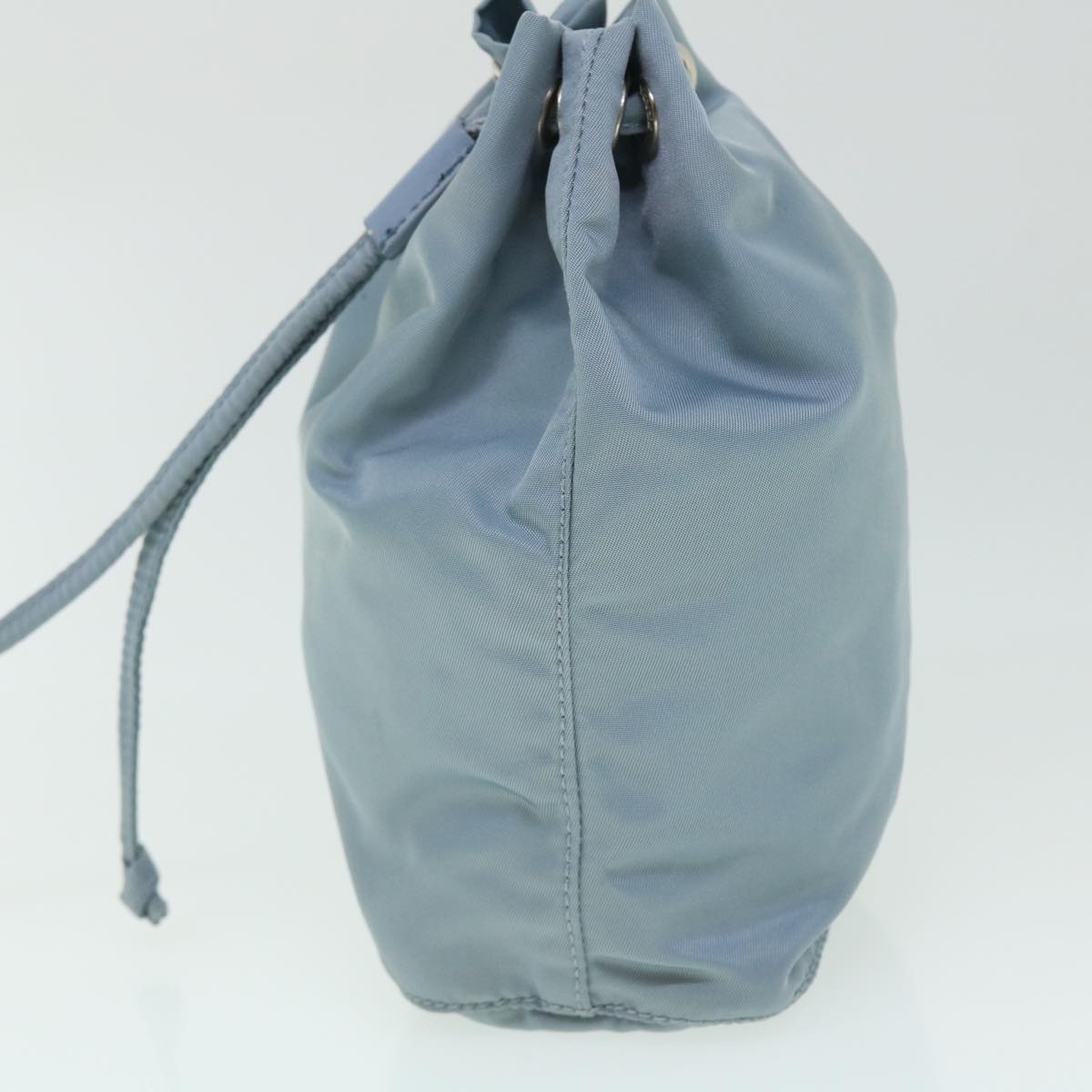 PRADA Drawstring Bag Pouch Nylon Light Blue Auth 52247