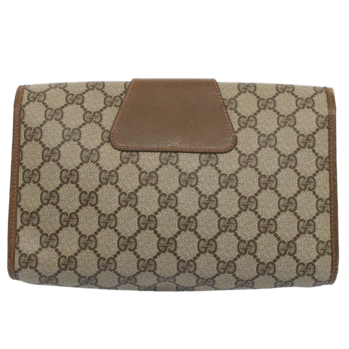 GUCCI GG Canvas Web Sherry Line Clutch Bag PVC Leather Beige Red Auth 52248 - 0