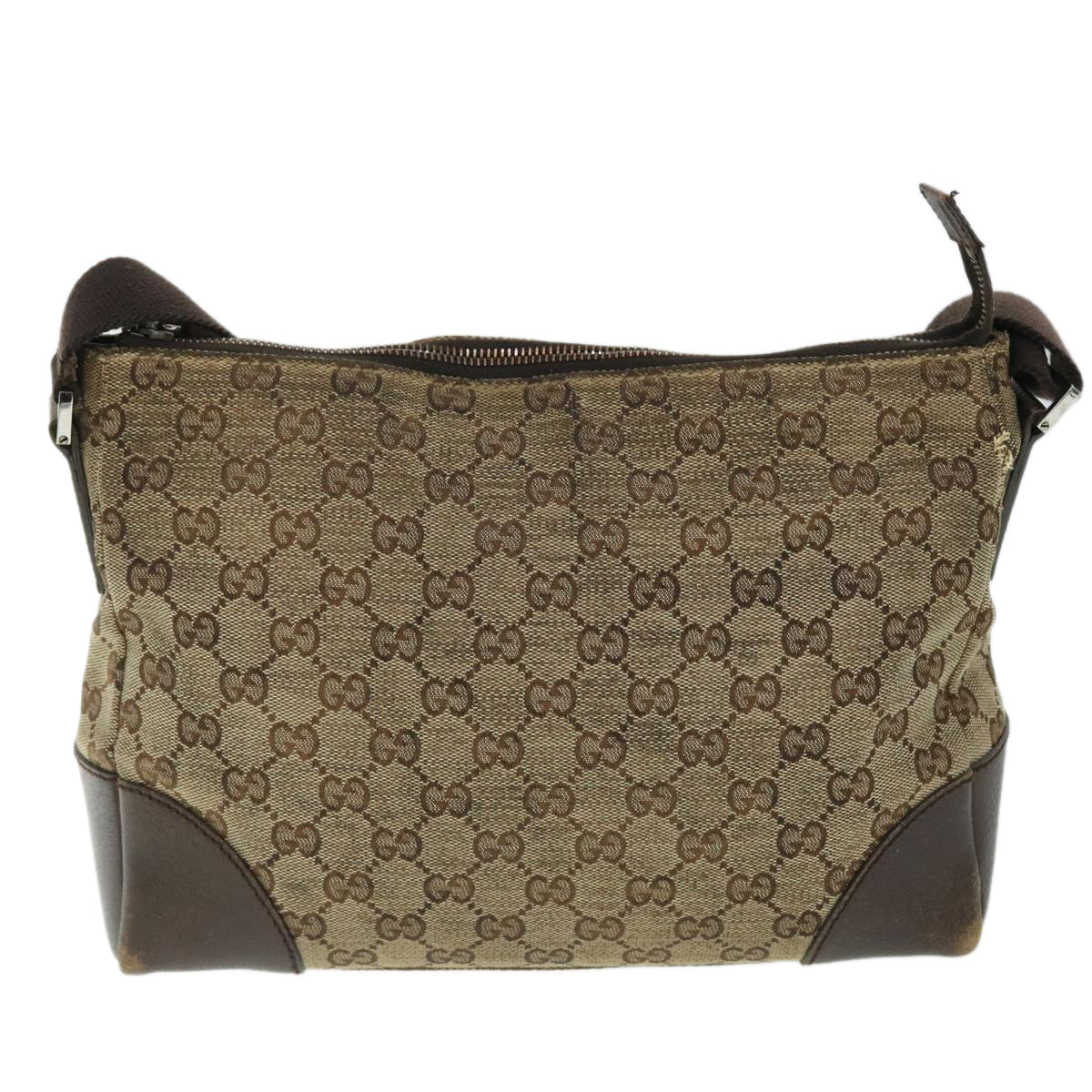 GUCCI GG Canvas Shoulder Bag Beige Brown Auth 52249