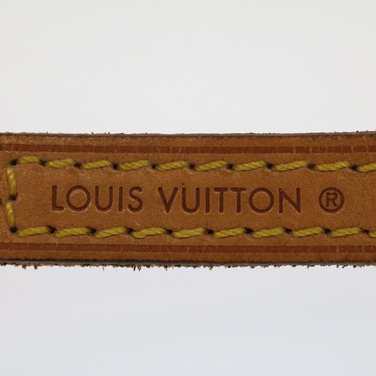 LOUIS VUITTON Shoulder Strap Leather 44.5"" Beige LV Auth 52299