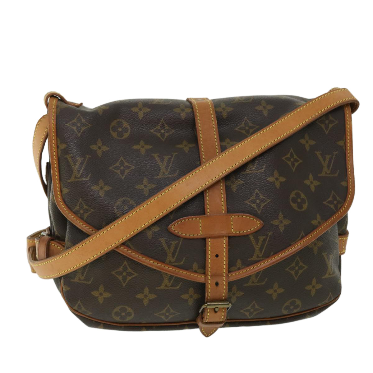 LOUIS VUITTON Monogram Saumur 30 Shoulder Bag M42256 LV Auth 52314