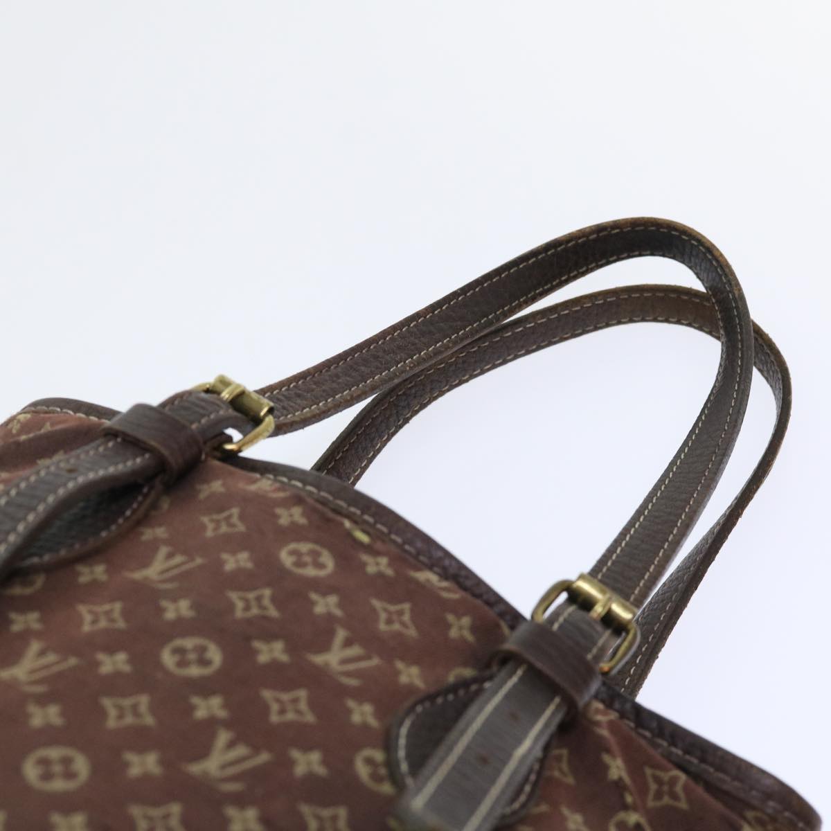 LOUIS VUITTON Monogram Mini Lin Bucket PM Shoulder Bag Brown M95226 Auth 52327