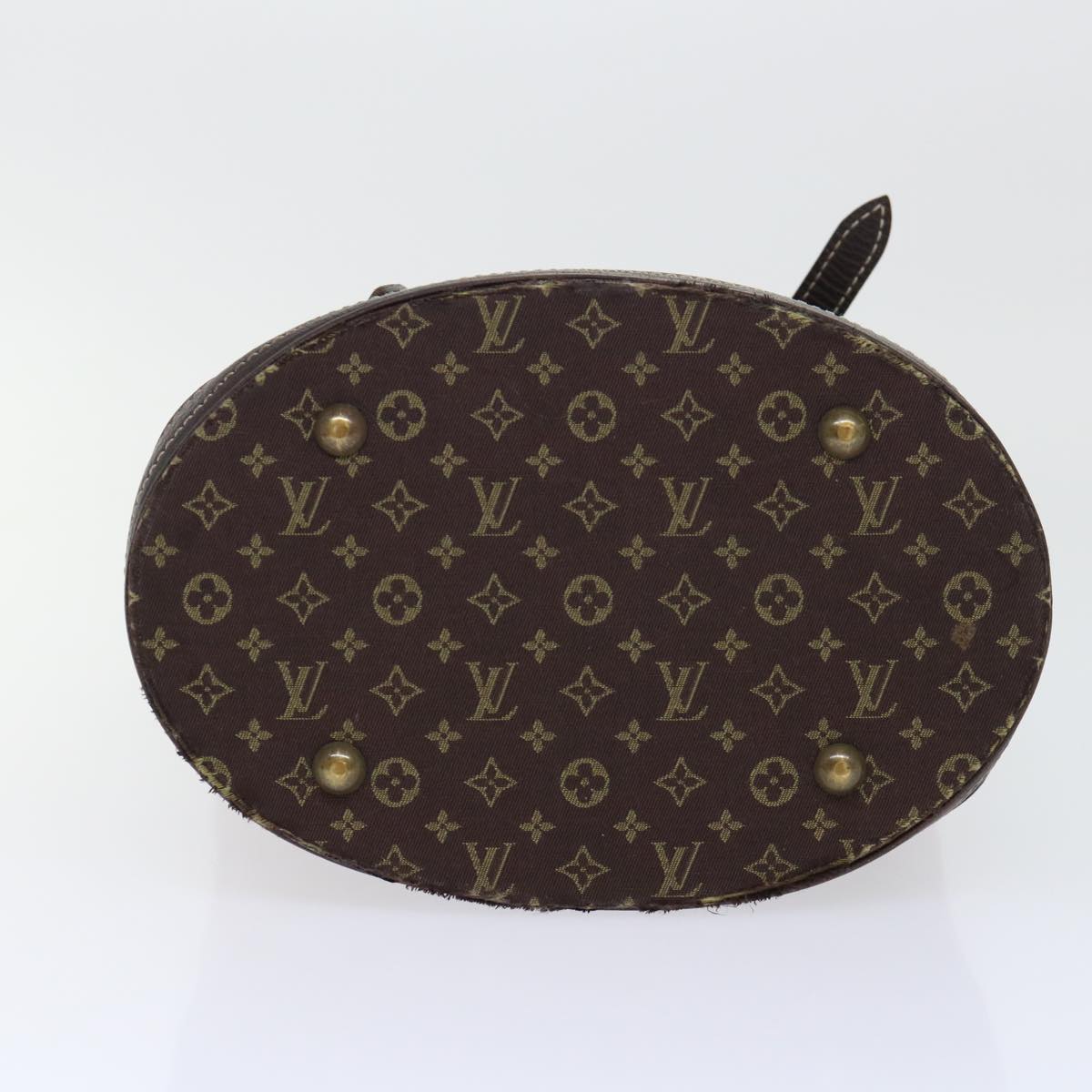 LOUIS VUITTON Monogram Mini Lin Bucket PM Shoulder Bag Brown M95226 Auth 52327