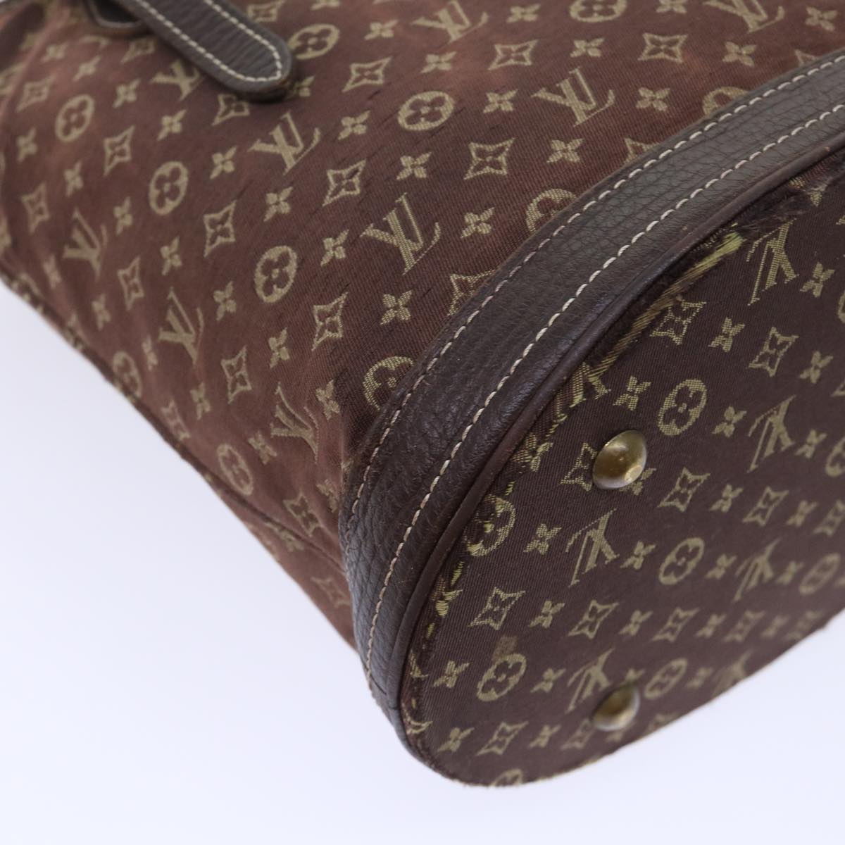 LOUIS VUITTON Monogram Mini Lin Bucket PM Shoulder Bag Brown M95226 Auth 52327