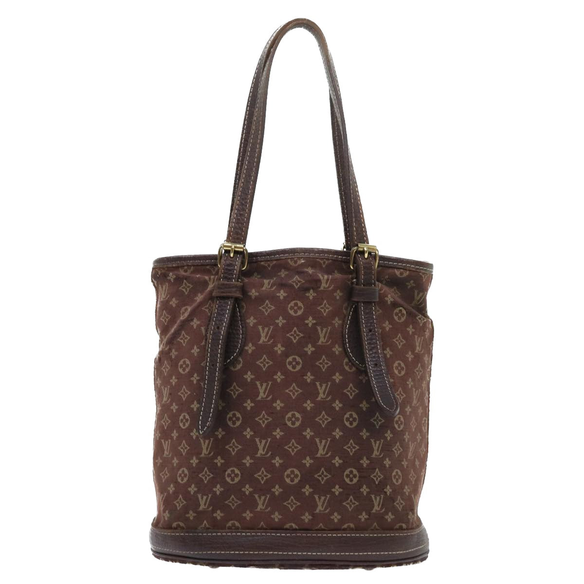 LOUIS VUITTON Monogram Mini Lin Bucket PM Shoulder Bag Brown M95226 Auth 52327