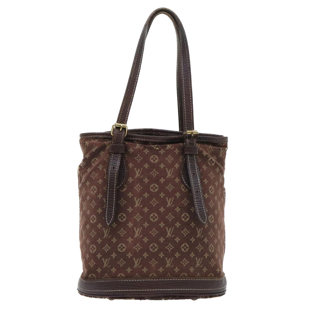 LOUIS VUITTON Monogram Mini Lin Bucket PM Shoulder Bag Brown M95226 Auth 52327