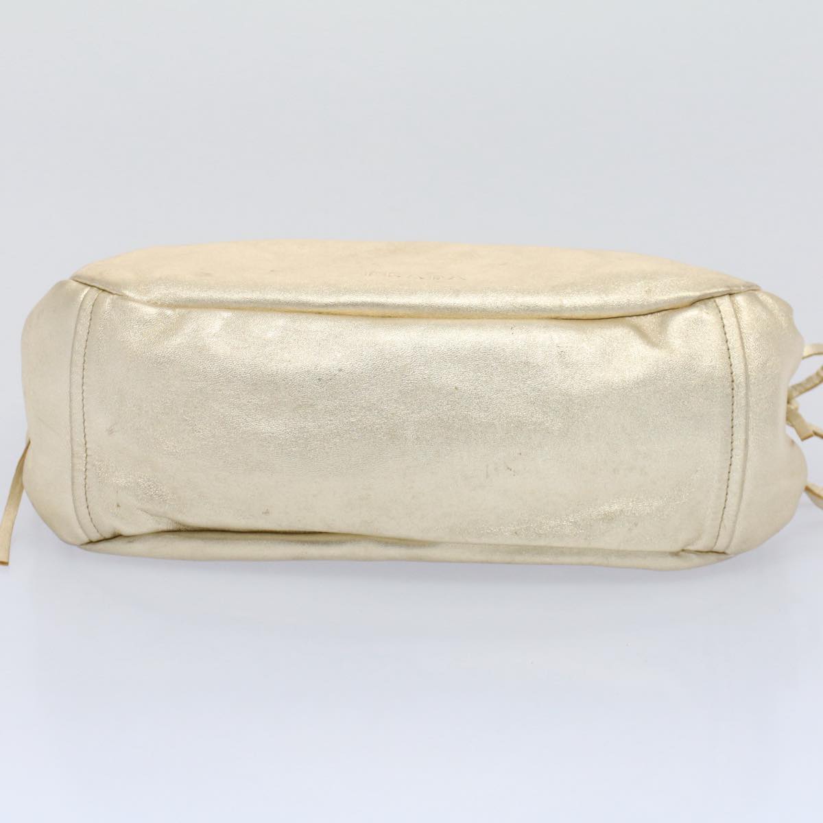 PRADA Hand Bag Leather Gold Auth 52423