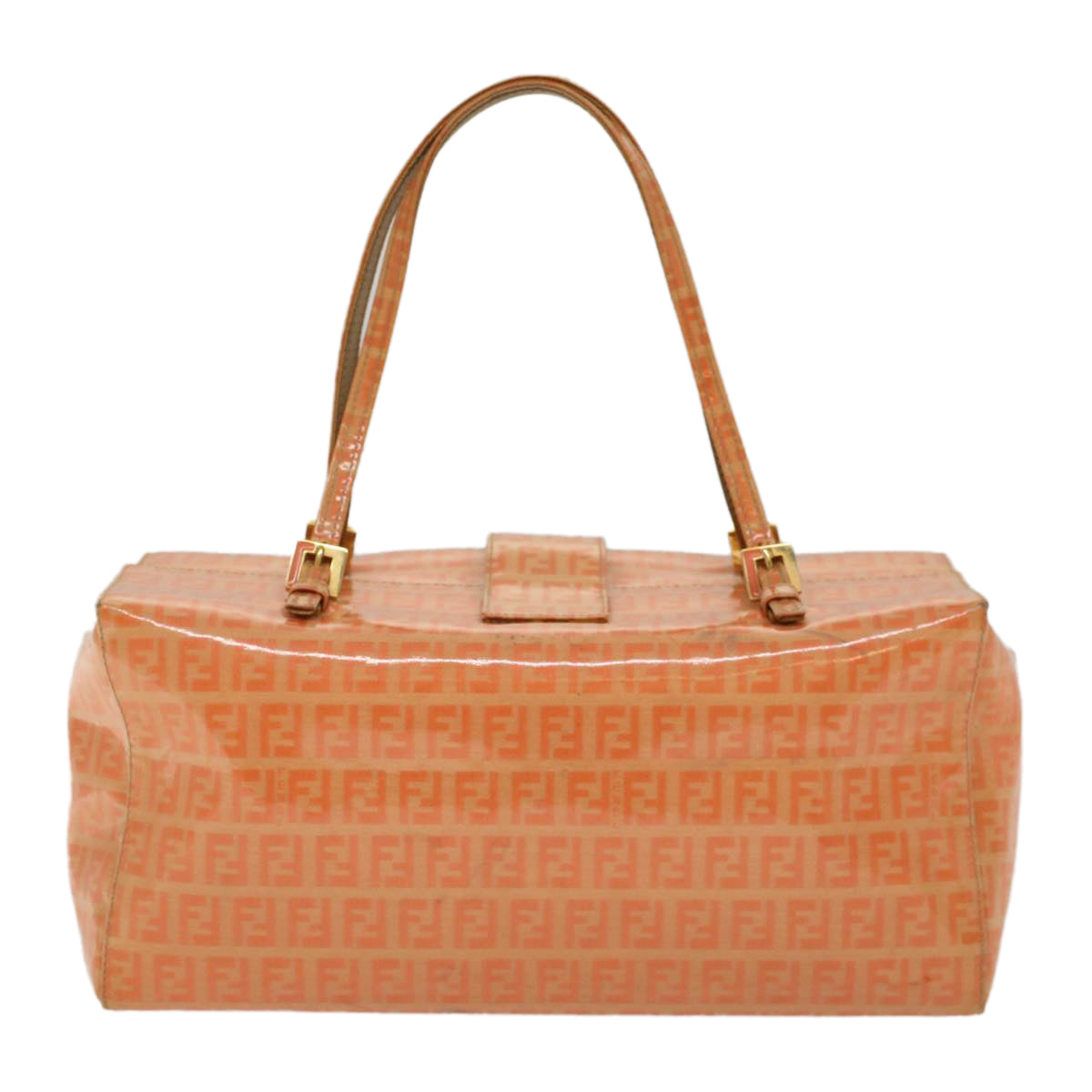 FENDI Zucchino Canvas Mamma Baguette Hand Bag Enamel Orange Auth 52439 - 0