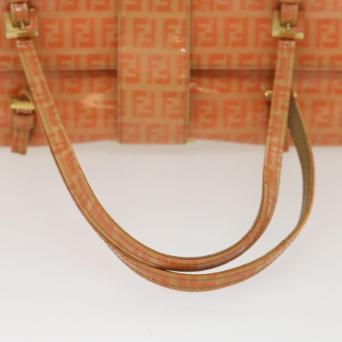 FENDI Zucchino Canvas Mamma Baguette Hand Bag Enamel Orange Auth 52439