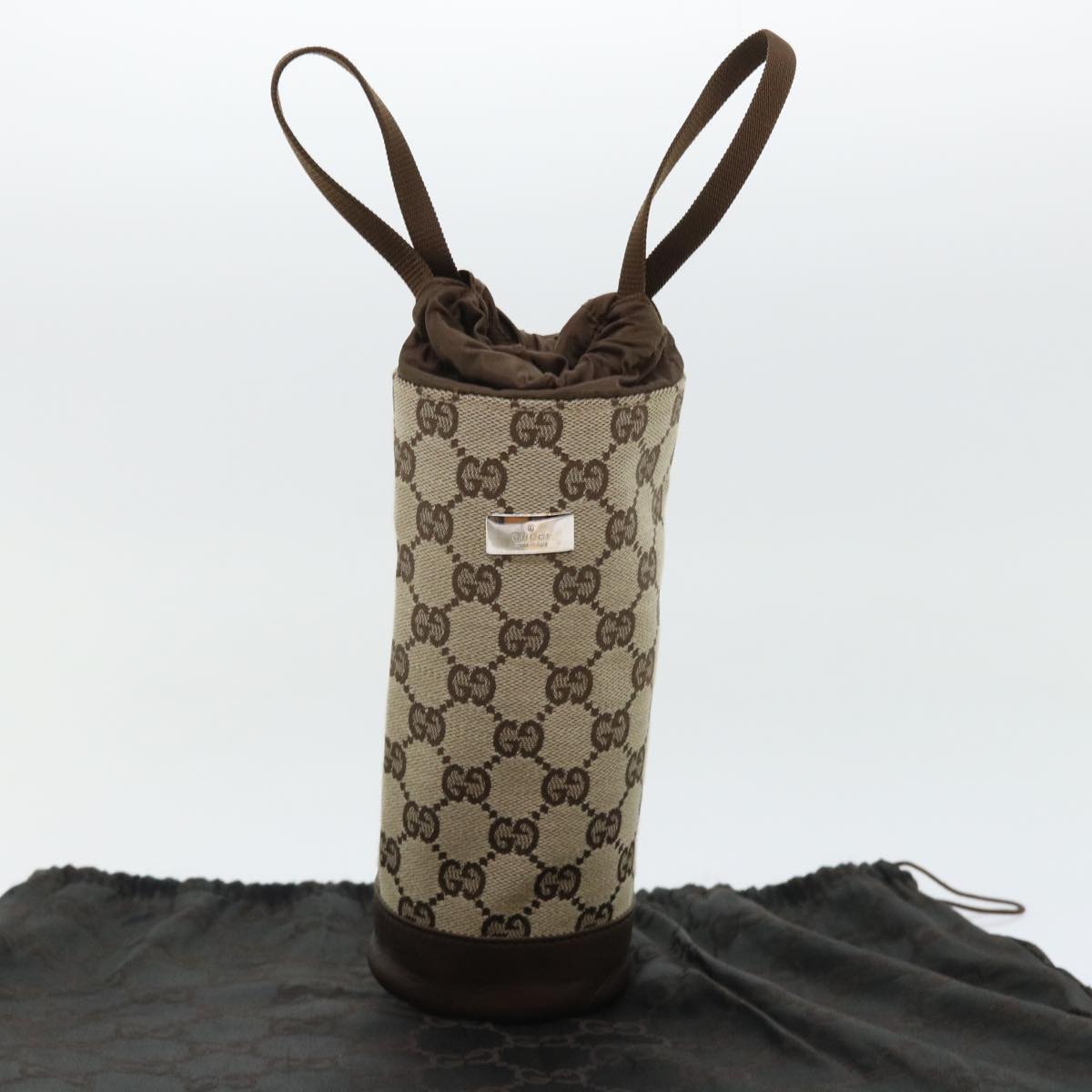 GUCCI GG Canvas Bottle Cover Pouch Beige 19 203437 0363 Auth 52443