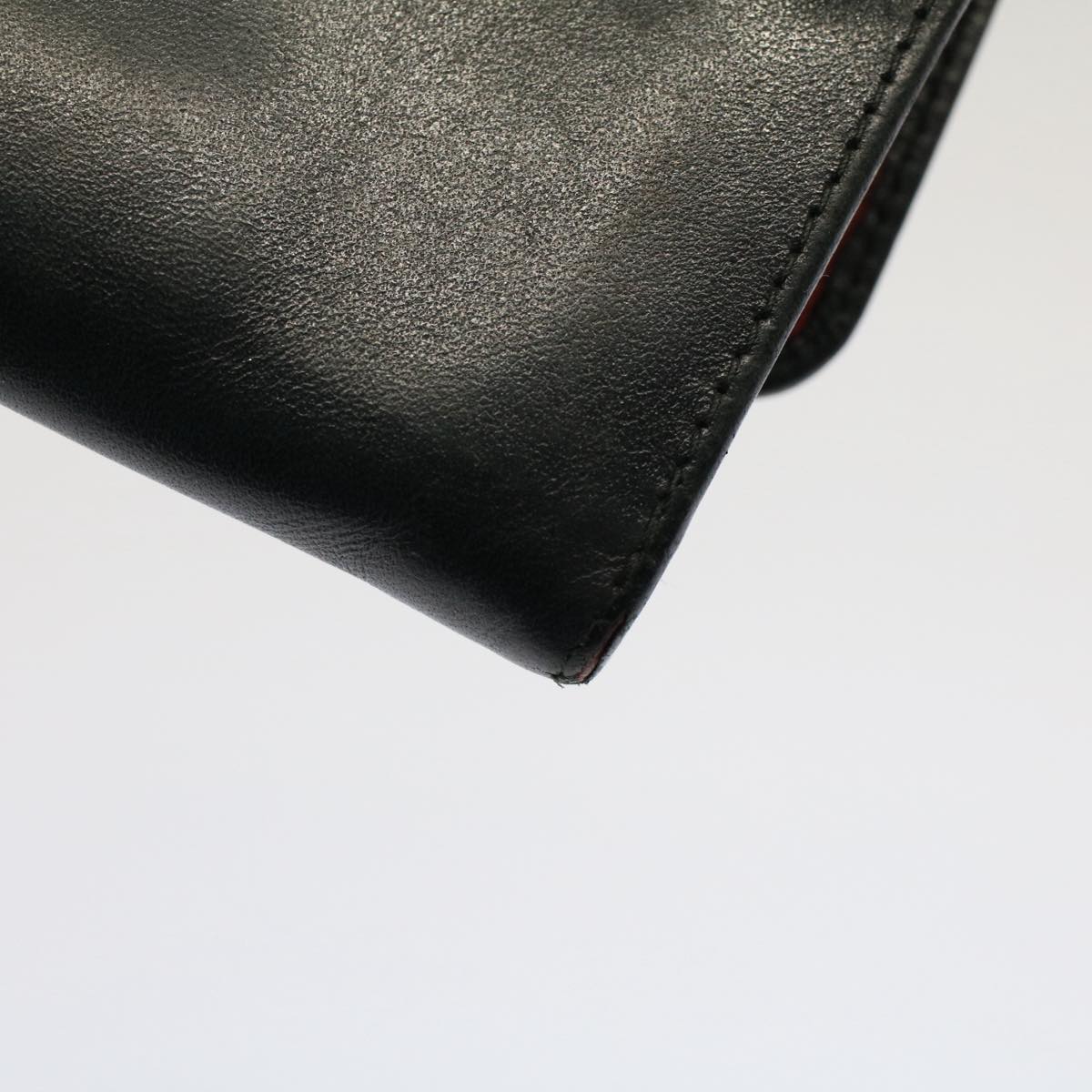 PRADA Shoulder Wallet Leather Black Auth 52445