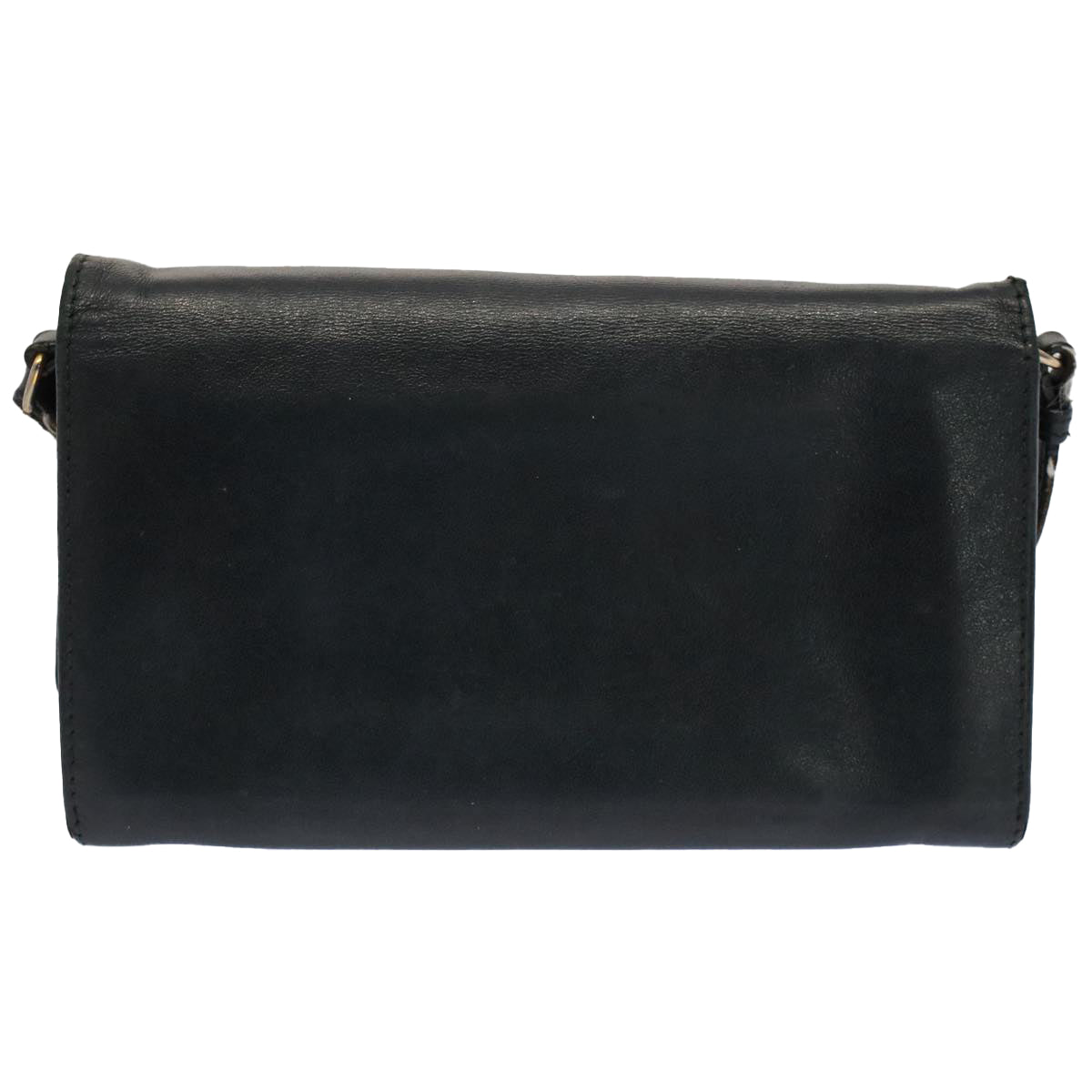 PRADA Shoulder Wallet Leather Black Auth 52445 - 0