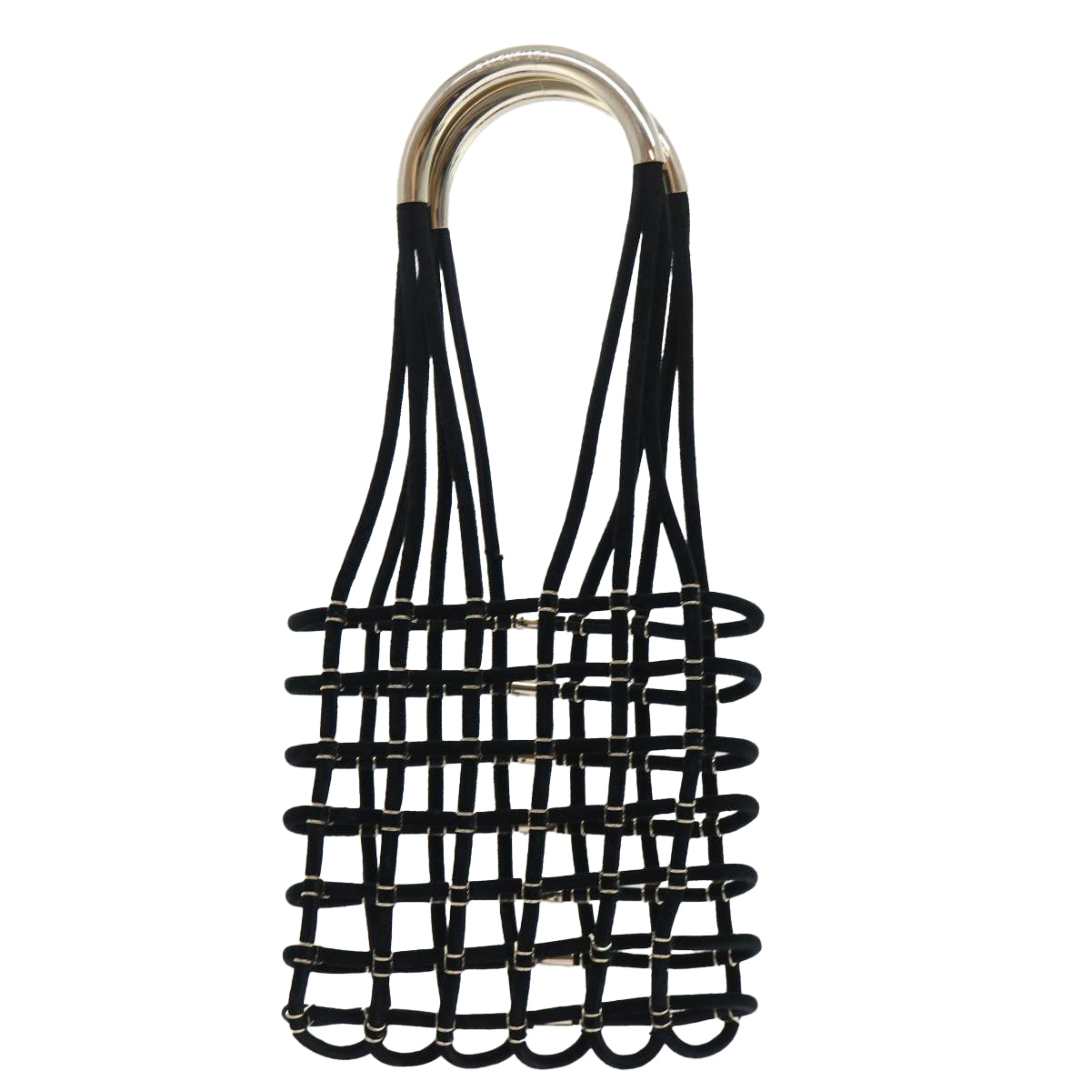 BALENCIAGA Net Hand Bag Suede Metal Black Gold Auth 52450 - 0