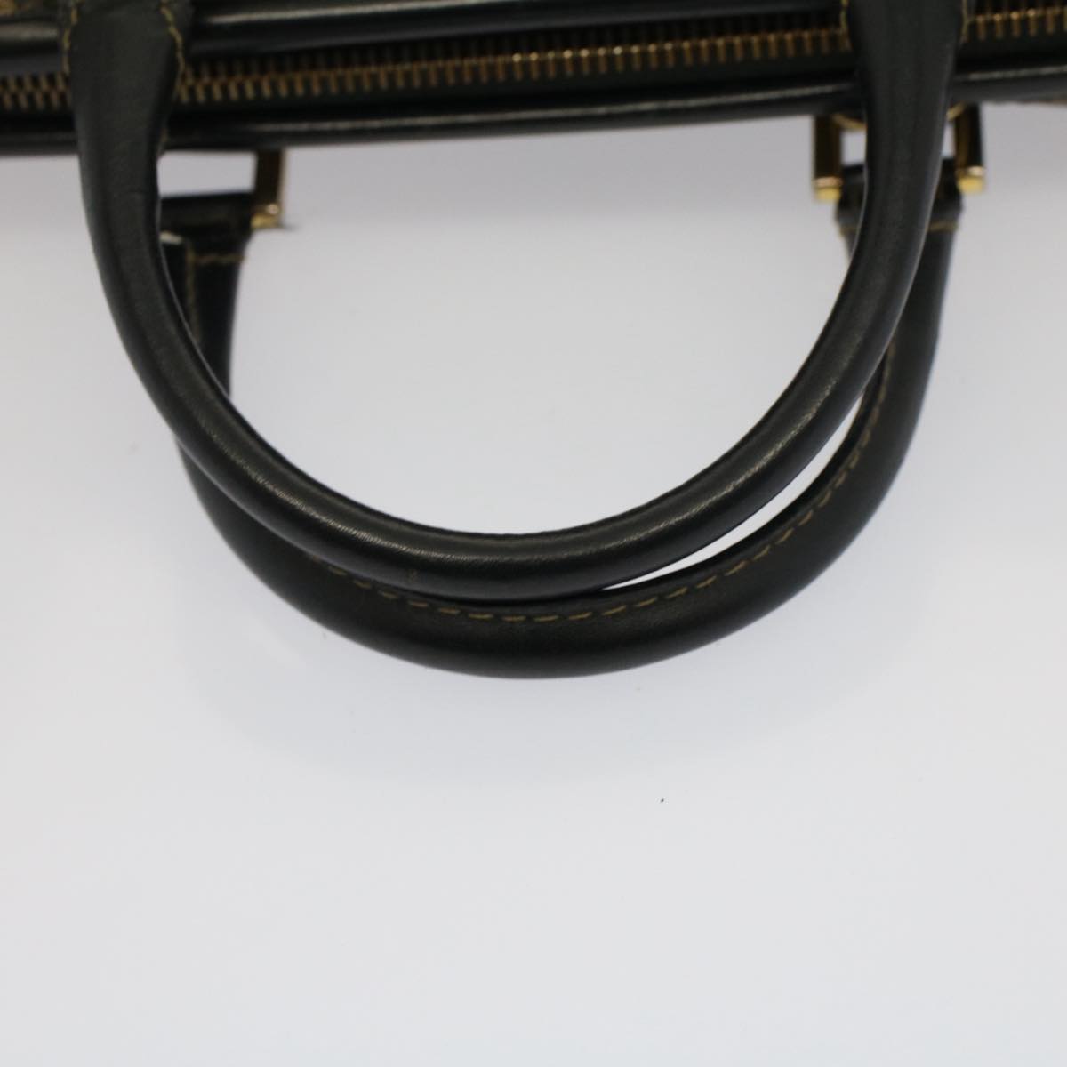 FENDI Pecan Canvas Mini Boston Bag Black Brown Auth 52490