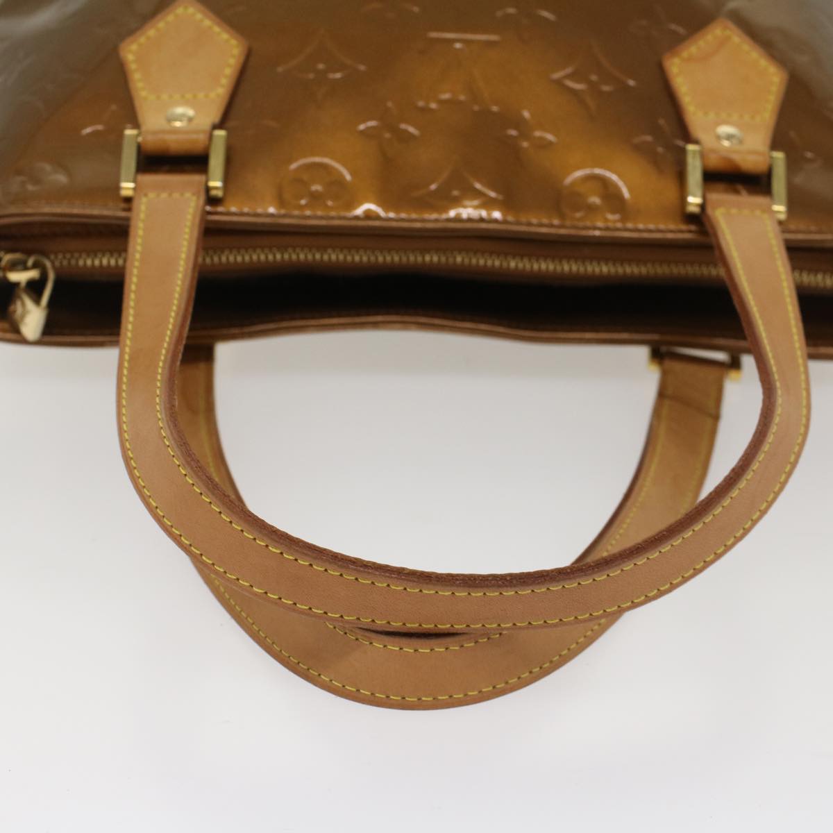 LOUIS VUITTON Monogram Vernis Houston Hand Bag Bronze M91122 LV Auth 52502