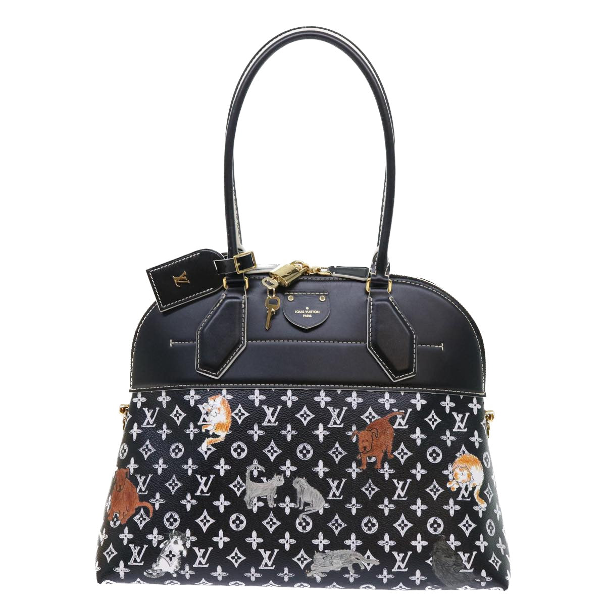 LOUIS VUITTON Catgram Alma Souple Hand Bag 2way Black M44403 LV Auth 5 Brand Street Tokyo