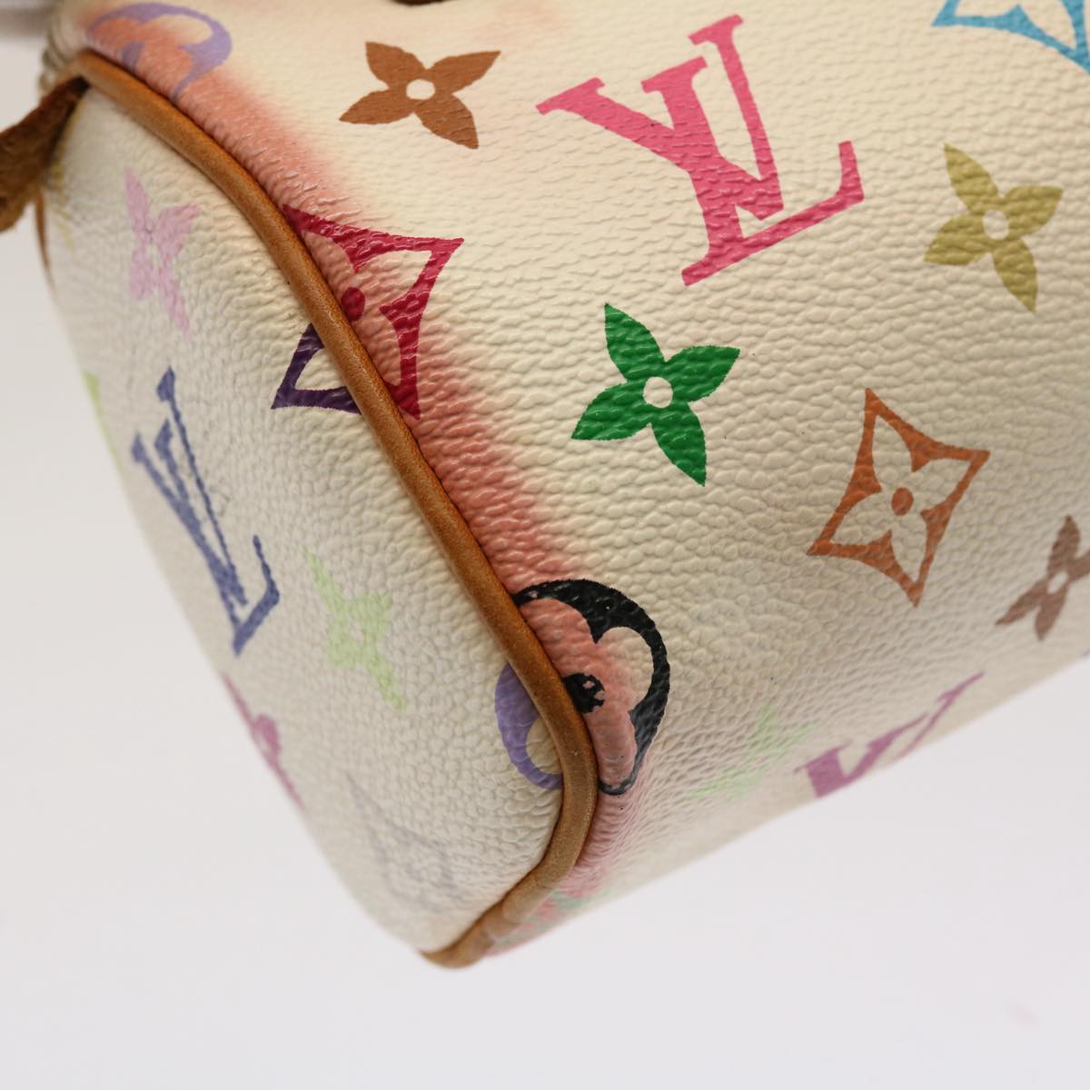 LOUIS VUITTON Monogram Multicolor Mini Speedy Hand Bag White M92645 Auth 52565