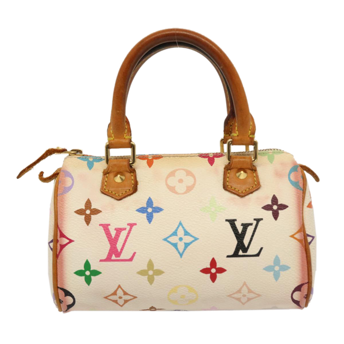 LOUIS VUITTON Monogram Multicolor Mini Speedy Hand Bag White M92645 Auth 52565