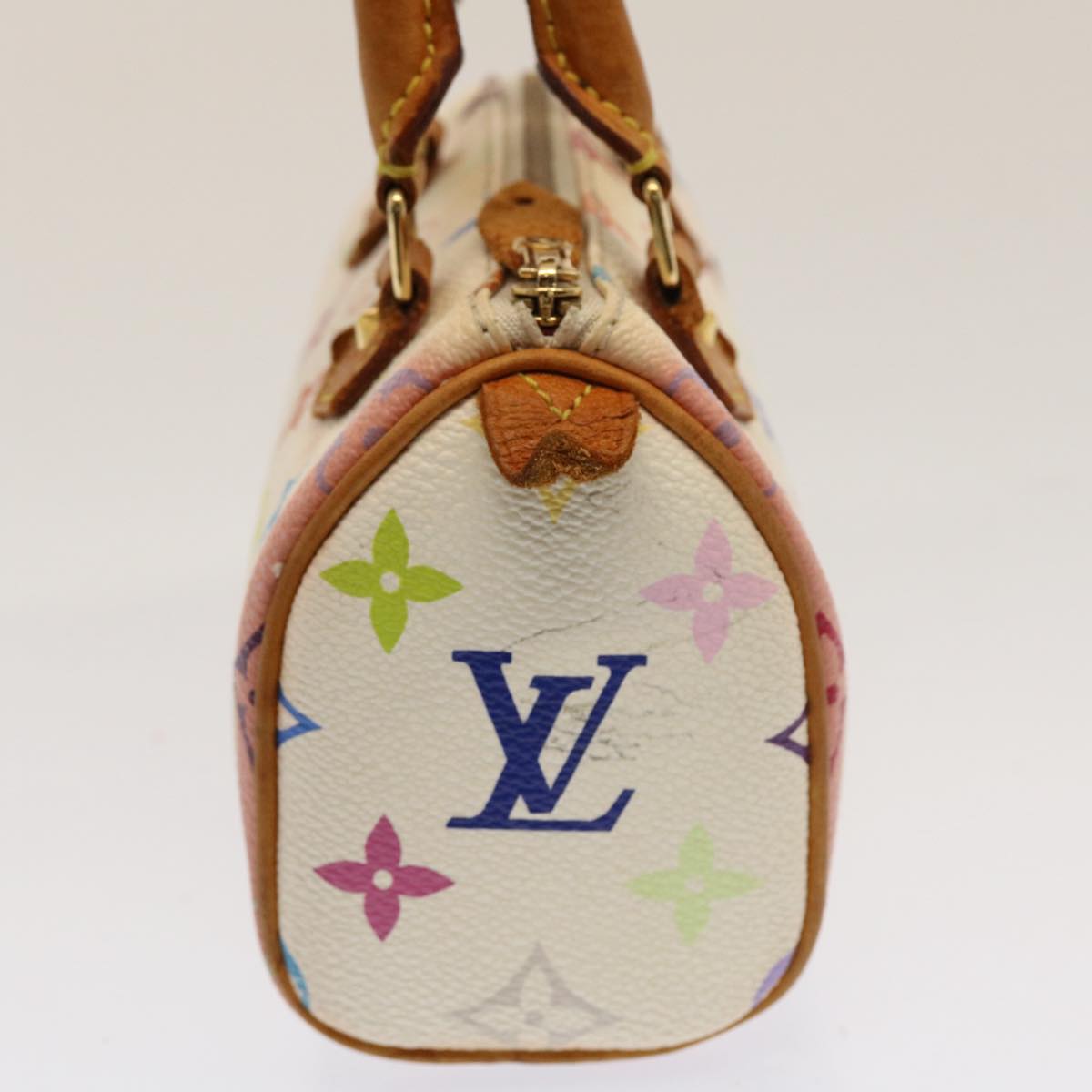 LOUIS VUITTON Monogram Multicolor Mini Speedy Hand Bag White M92645 Auth 52565