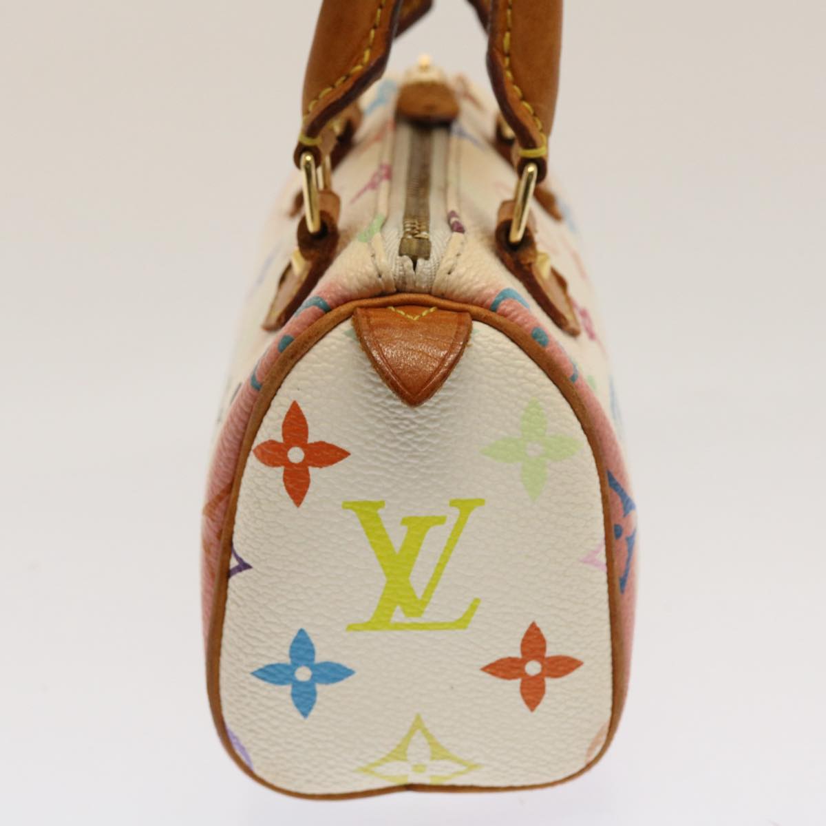 LOUIS VUITTON Monogram Multicolor Mini Speedy Hand Bag White M92645 Auth 52565