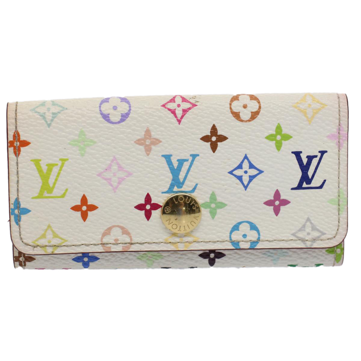 LOUIS VUITTON Monogram Multicolor Multi Cles 4 Key Case White M60043 Auth 52619