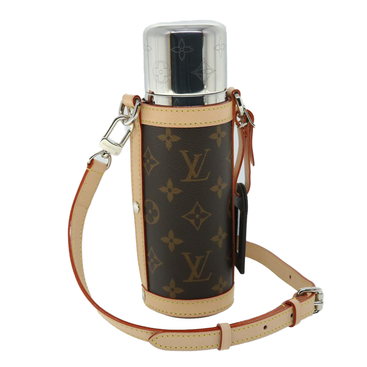 LOUIS VUITTON Monogram Flask Holder Water Bottle GI0518 LV Auth 52637A