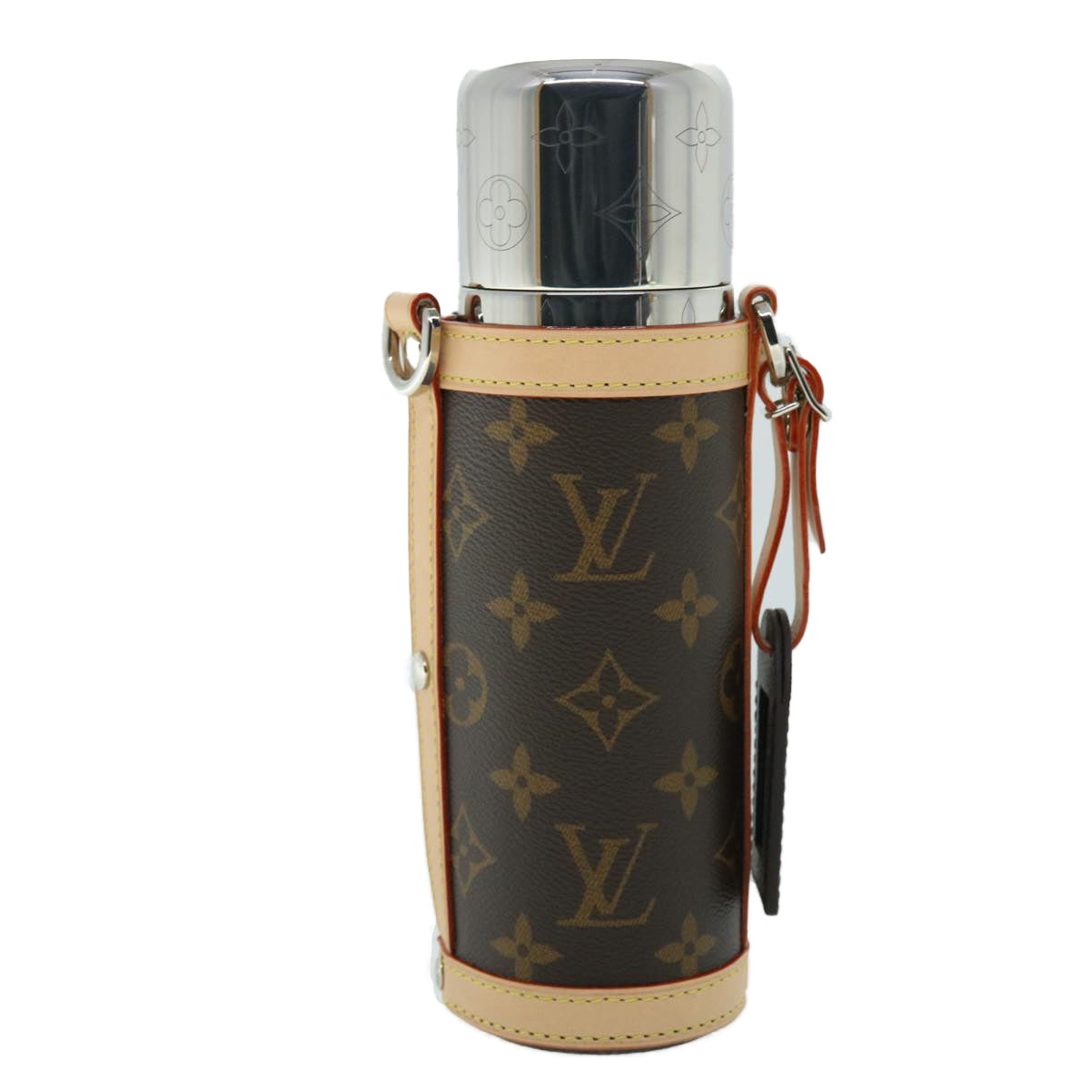 LOUIS VUITTON Monogram Flask Holder Water Bottle GI0518 LV Auth 52637A