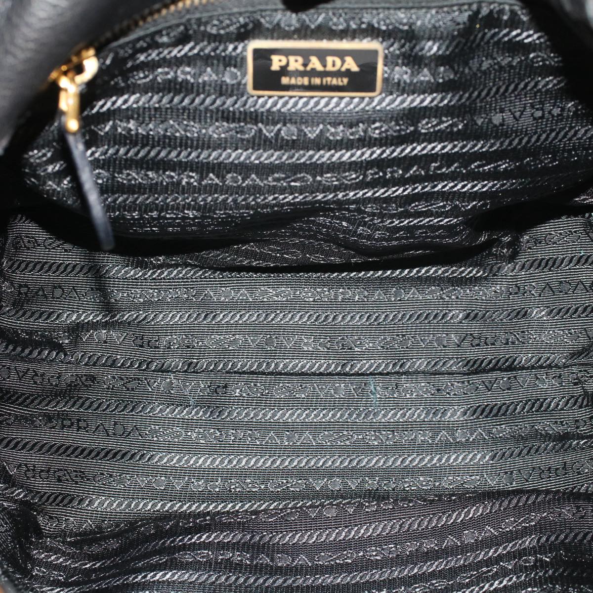 PRADA Ribbon Hand Bag Leather 2way Black Pink Auth 52729