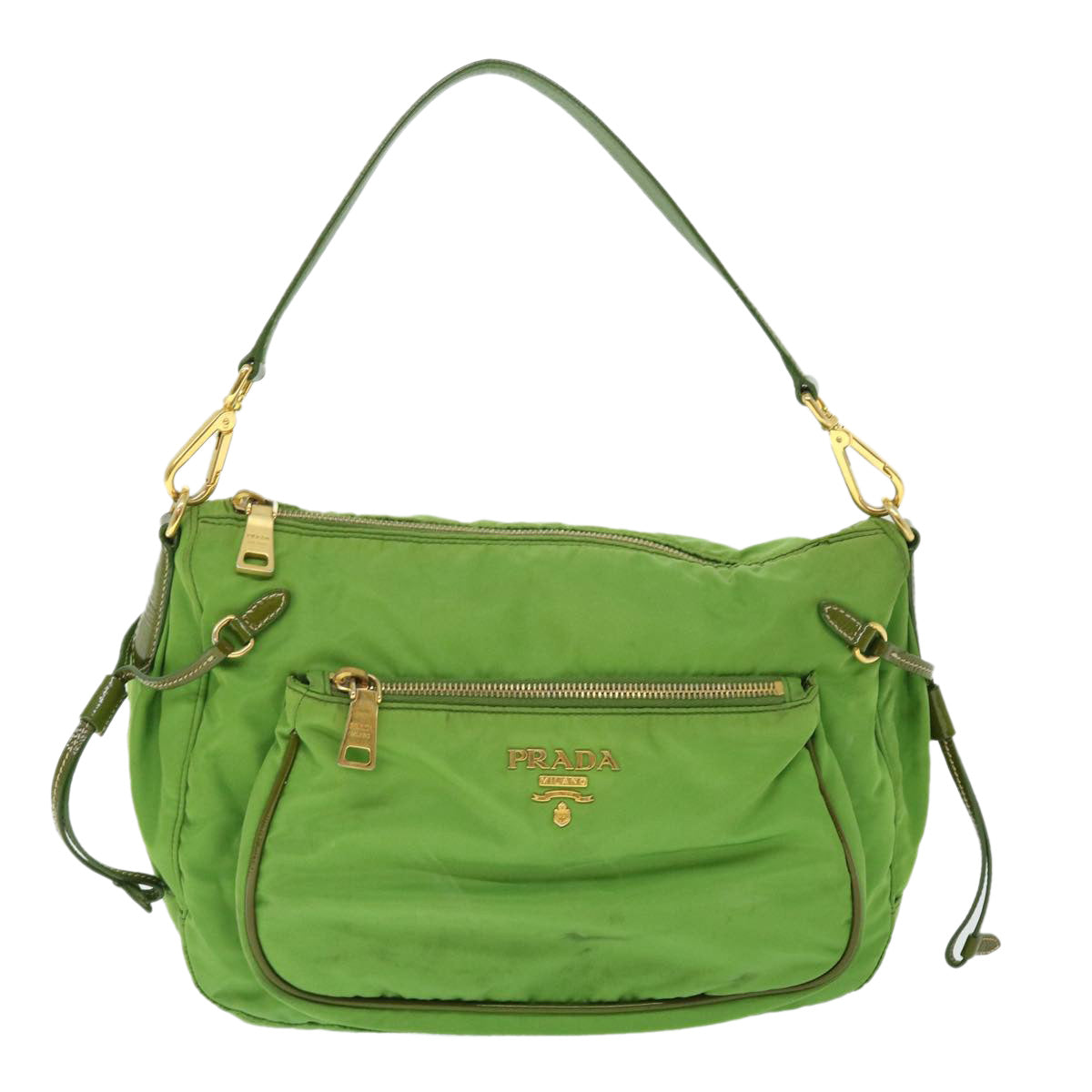 PRADA Shoulder Bag Nylon Green Auth 52733