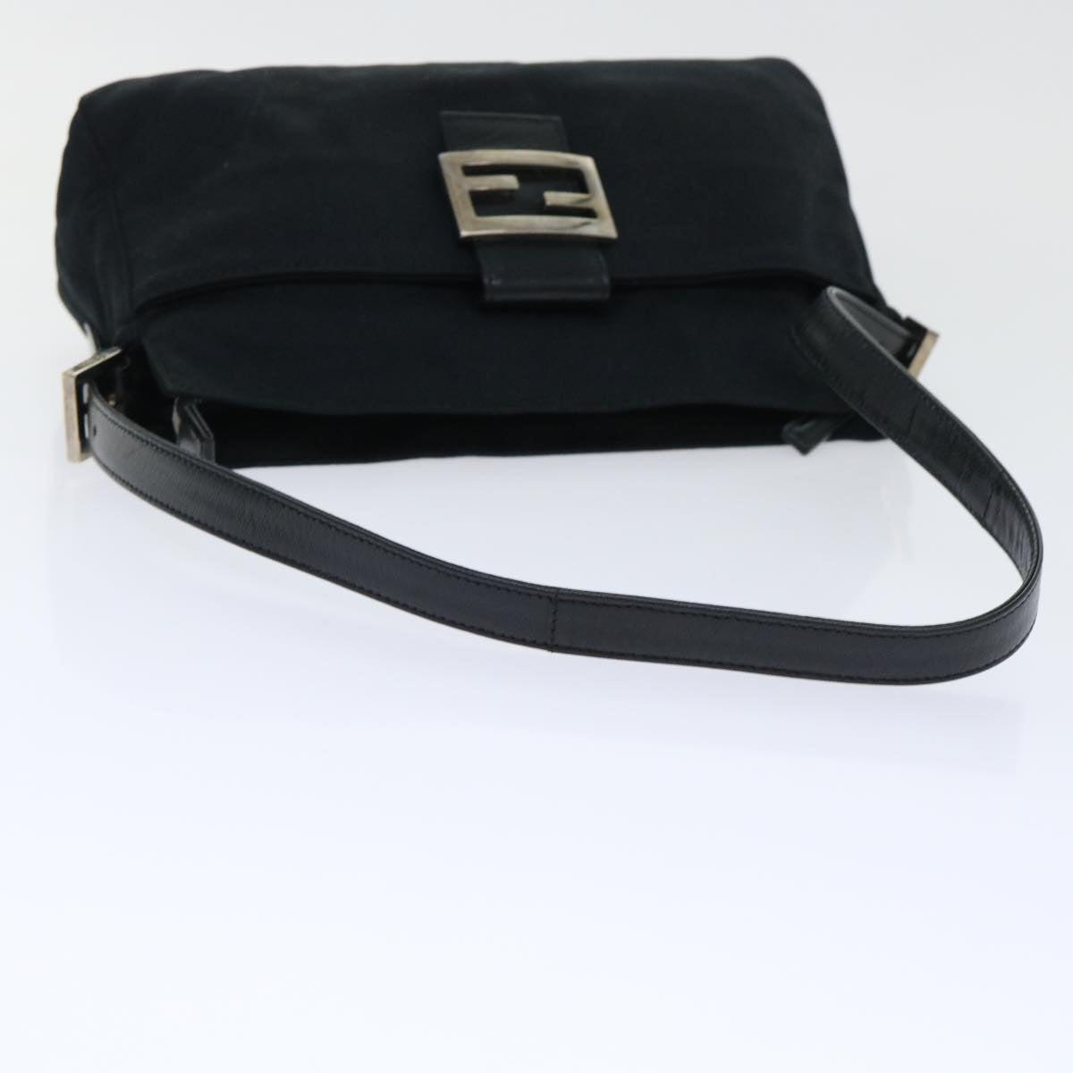 FENDI Mamma Baguette Shoulder Bag Coated Canvas Black Auth 52742