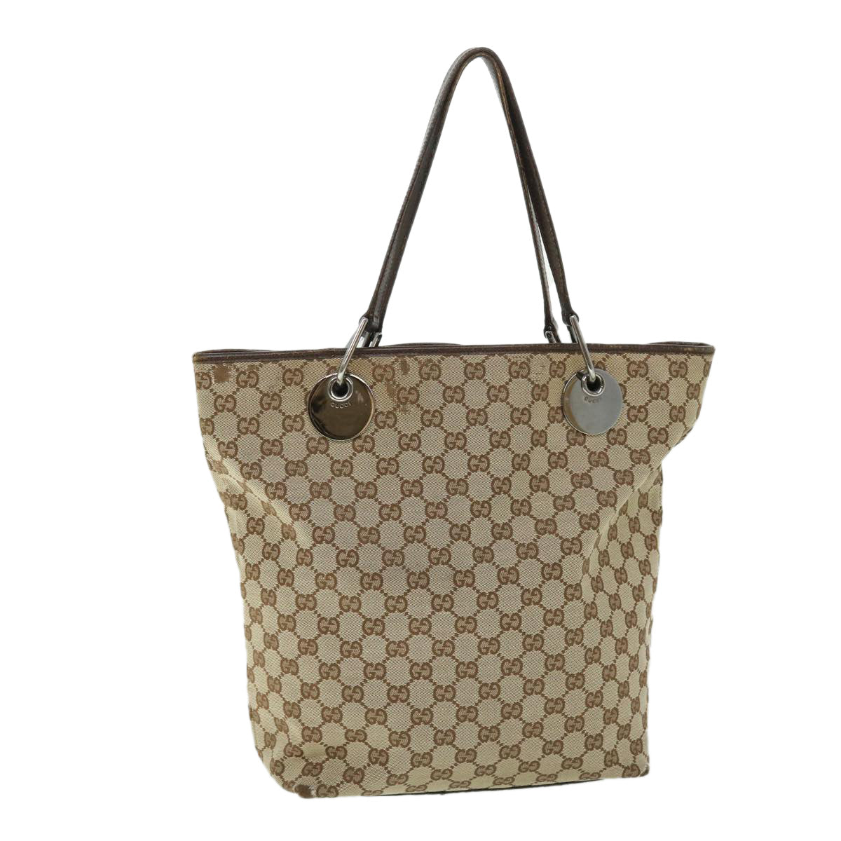 GUCCI GG Canvas Tote Bag Beige Brown Auth 52750