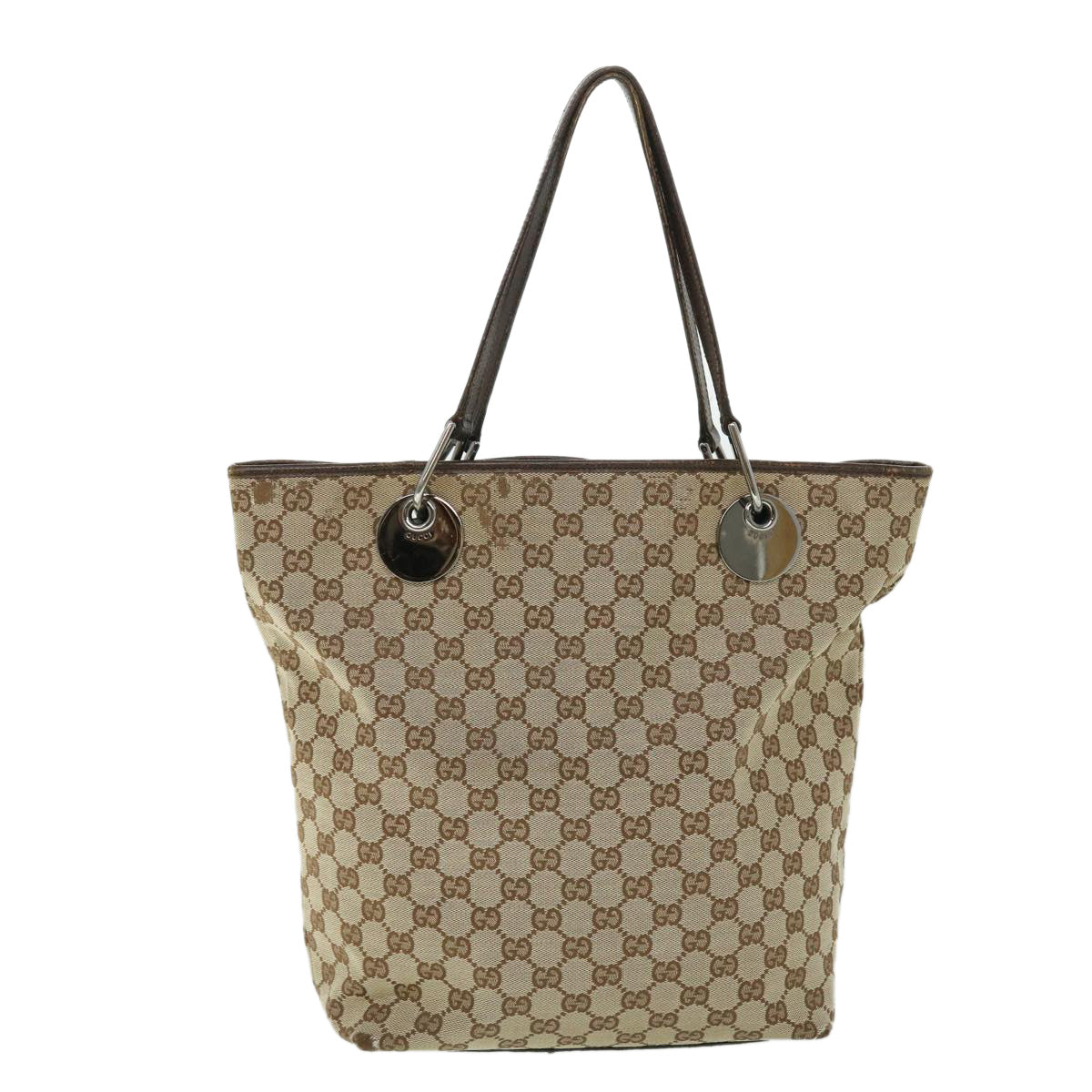 GUCCI GG Canvas Tote Bag Beige Brown Auth 52750