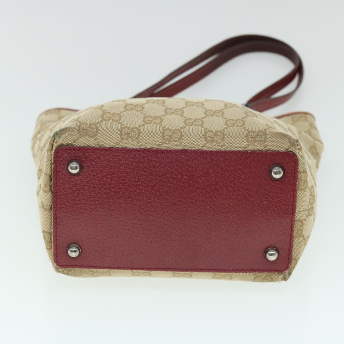 GUCCI GG Canvas Tote Bag Beige Red Auth 52753