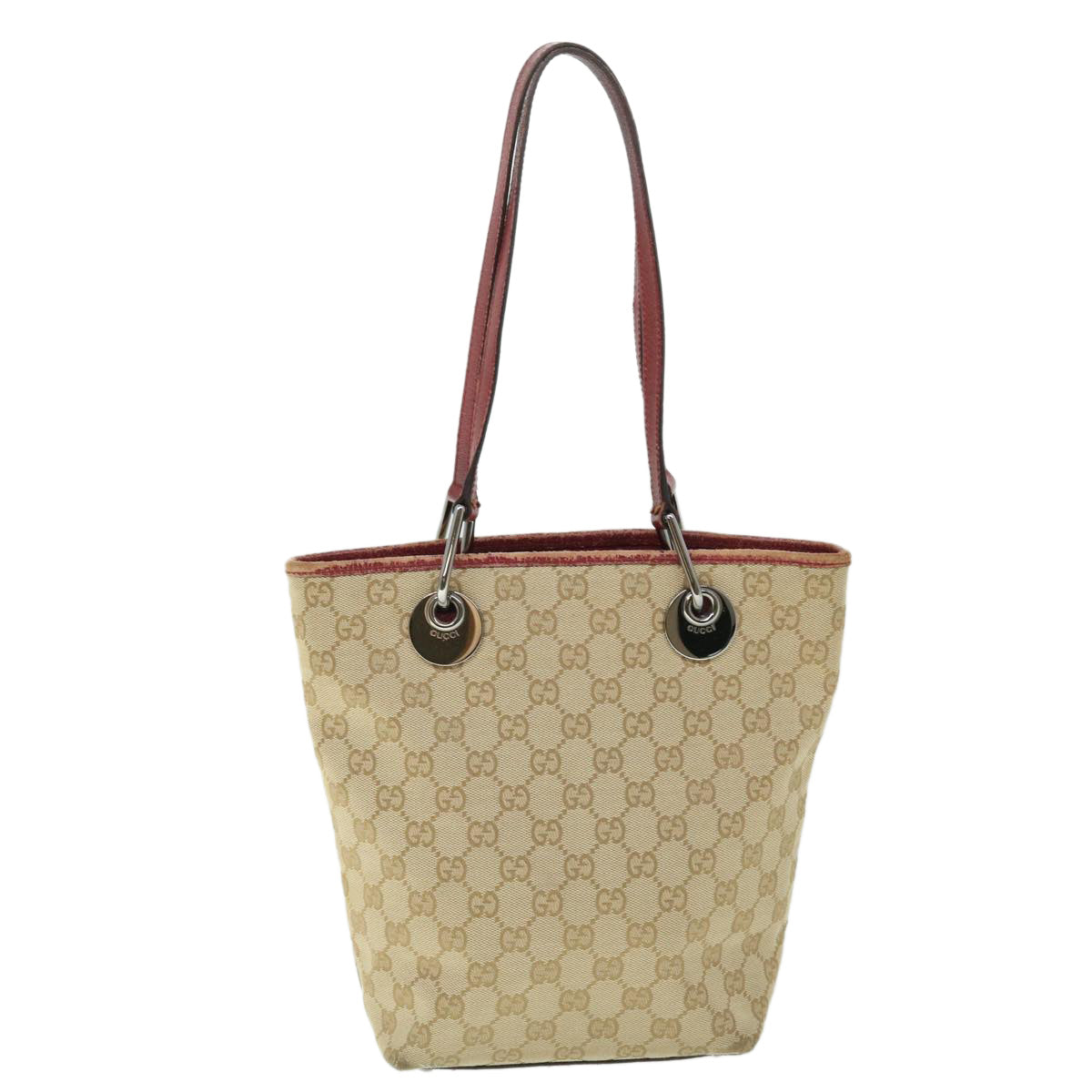 GUCCI GG Canvas Tote Bag Beige Red Auth 52753 - 0