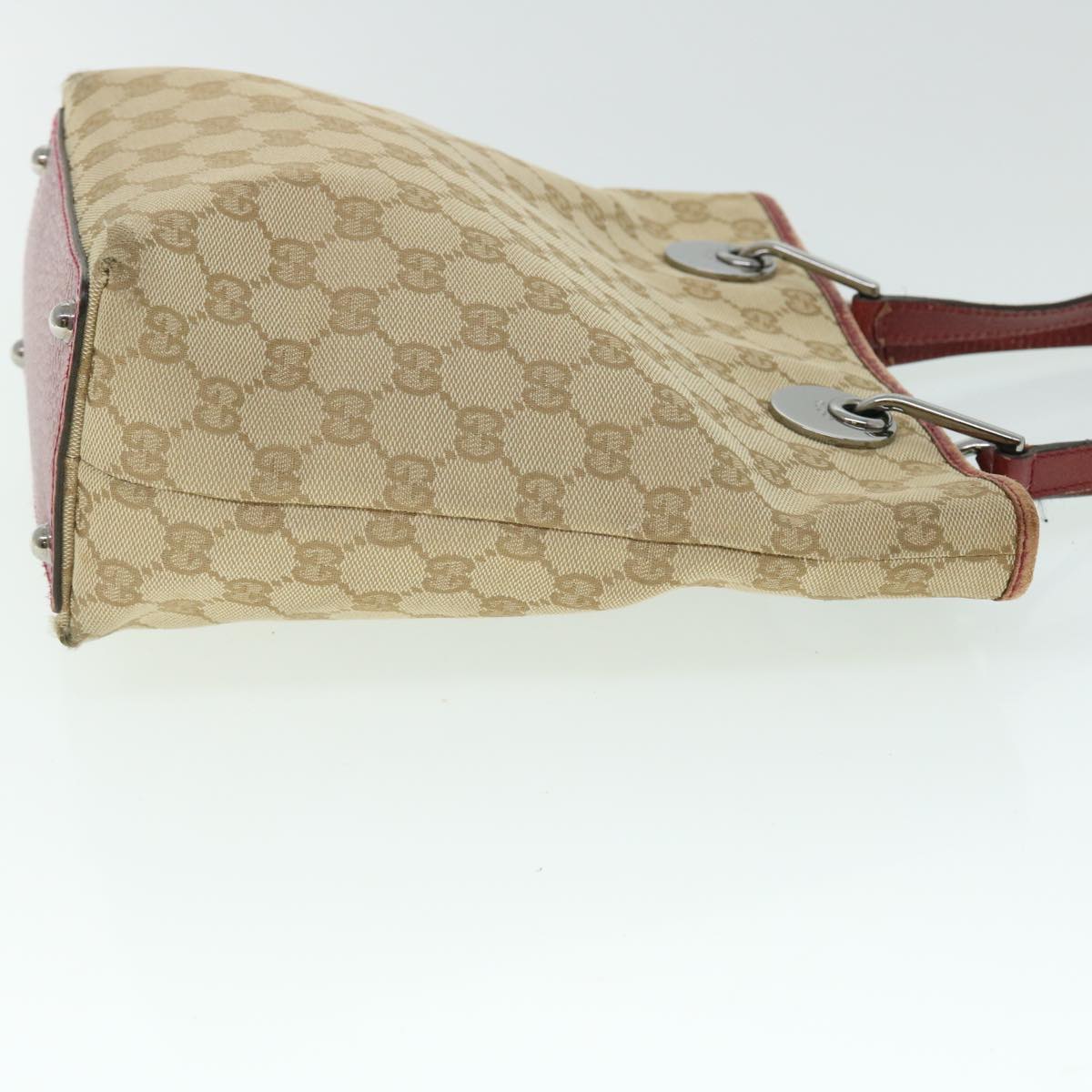 GUCCI GG Canvas Tote Bag Beige Red Auth 52753