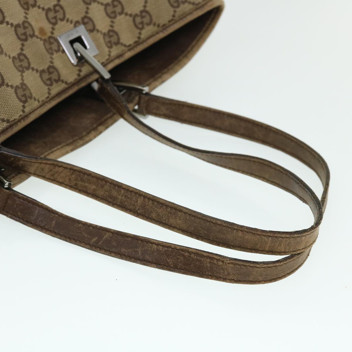 GUCCI GG Canvas Tote Bag Beige Brown Auth 52754