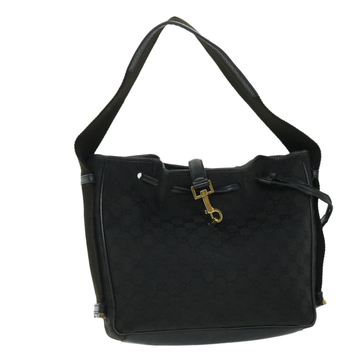 GUCCI GG Canvas Shoulder Bag Black Auth 52759